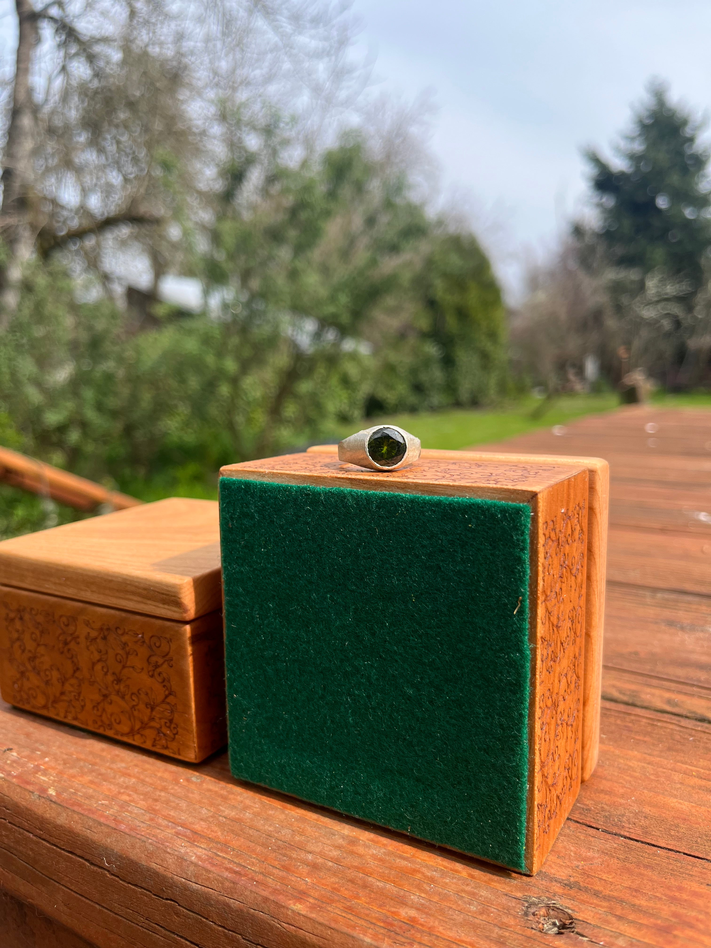 Custom Cherry Wood Ring Box Set – Engraved Floral Wedding Ring Boxes, Handmade Keepsake Box, Rustic Ring Holder, Engagement & Proposal Box