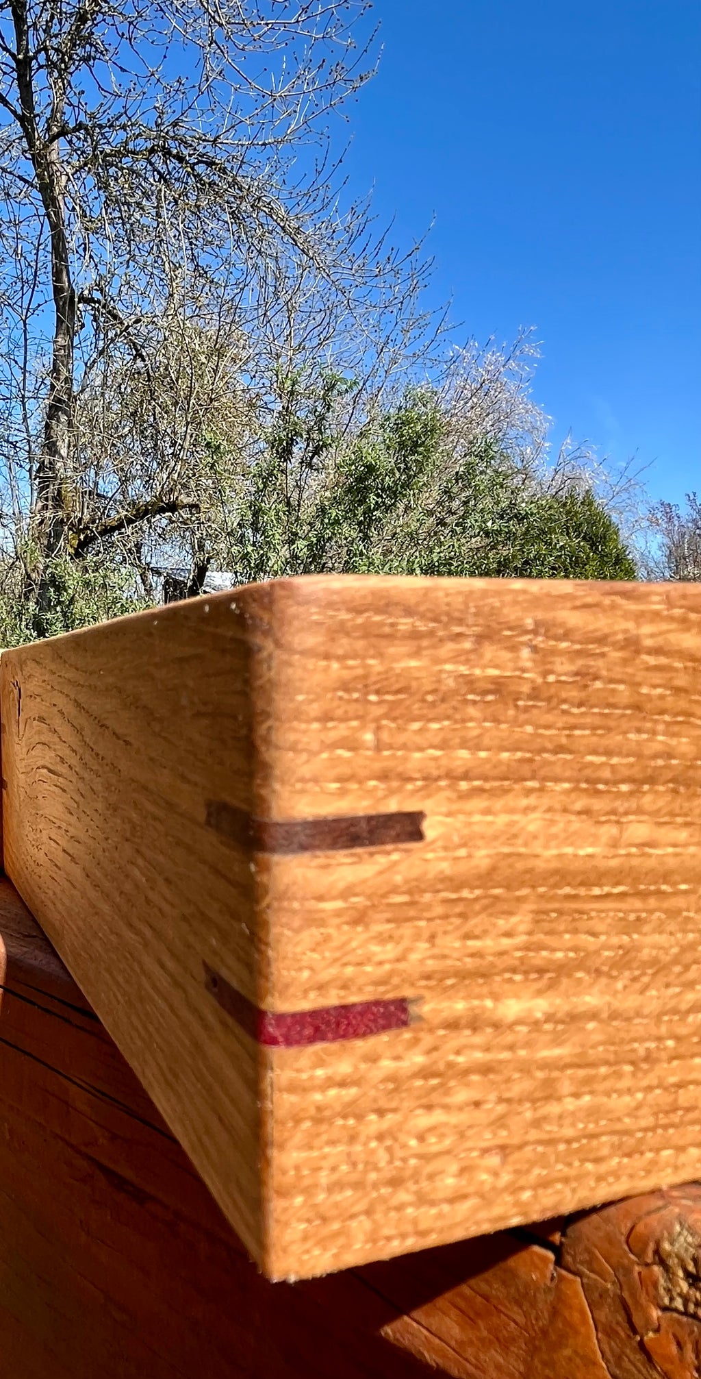 Rustic Oak Jewelry Storage Boxes – Set of 2 with Walnut & Purpleheart Detail