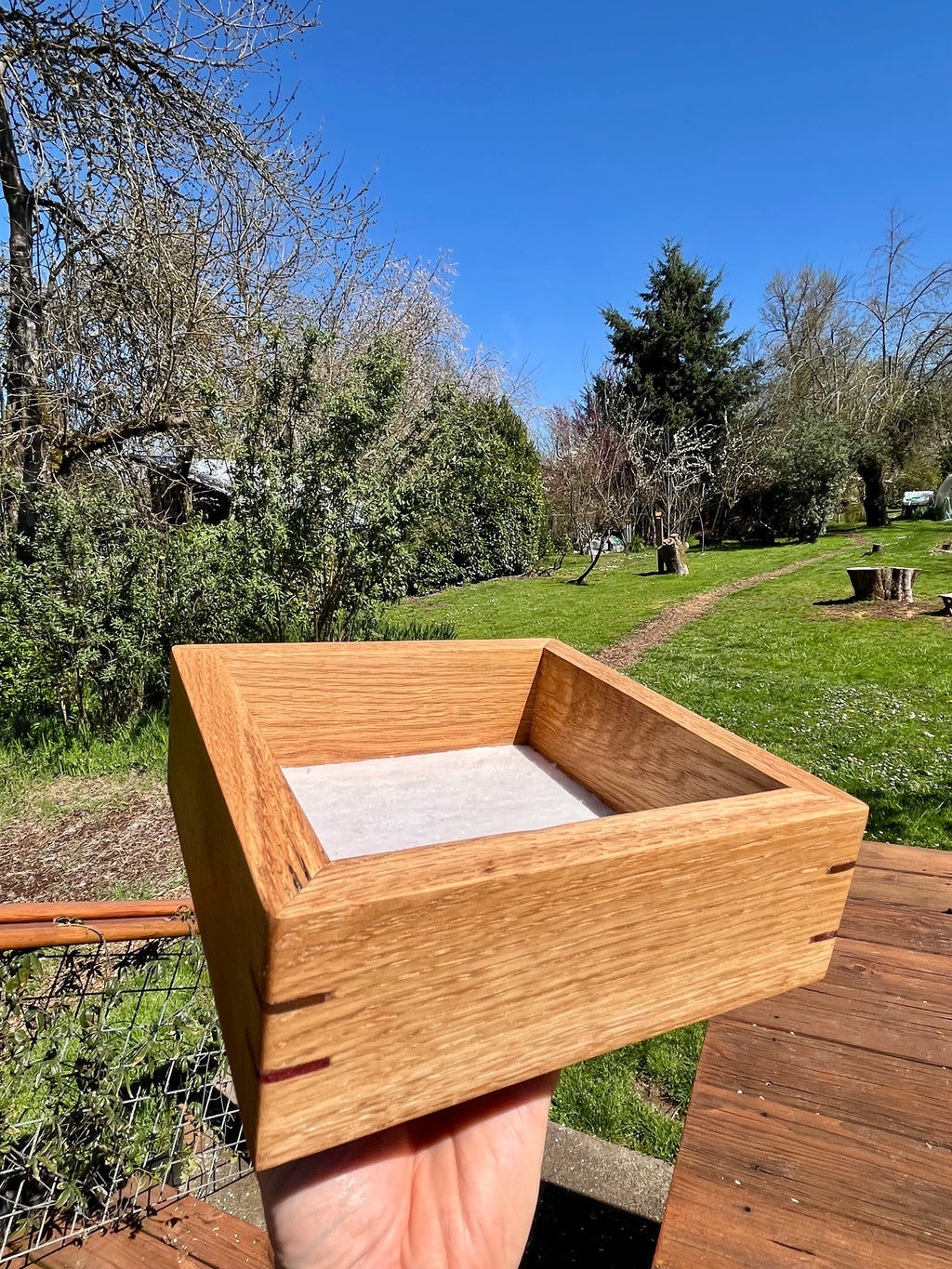 Rustic Oak Jewelry Storage Boxes – Set of 2 with Walnut & Purpleheart Detail