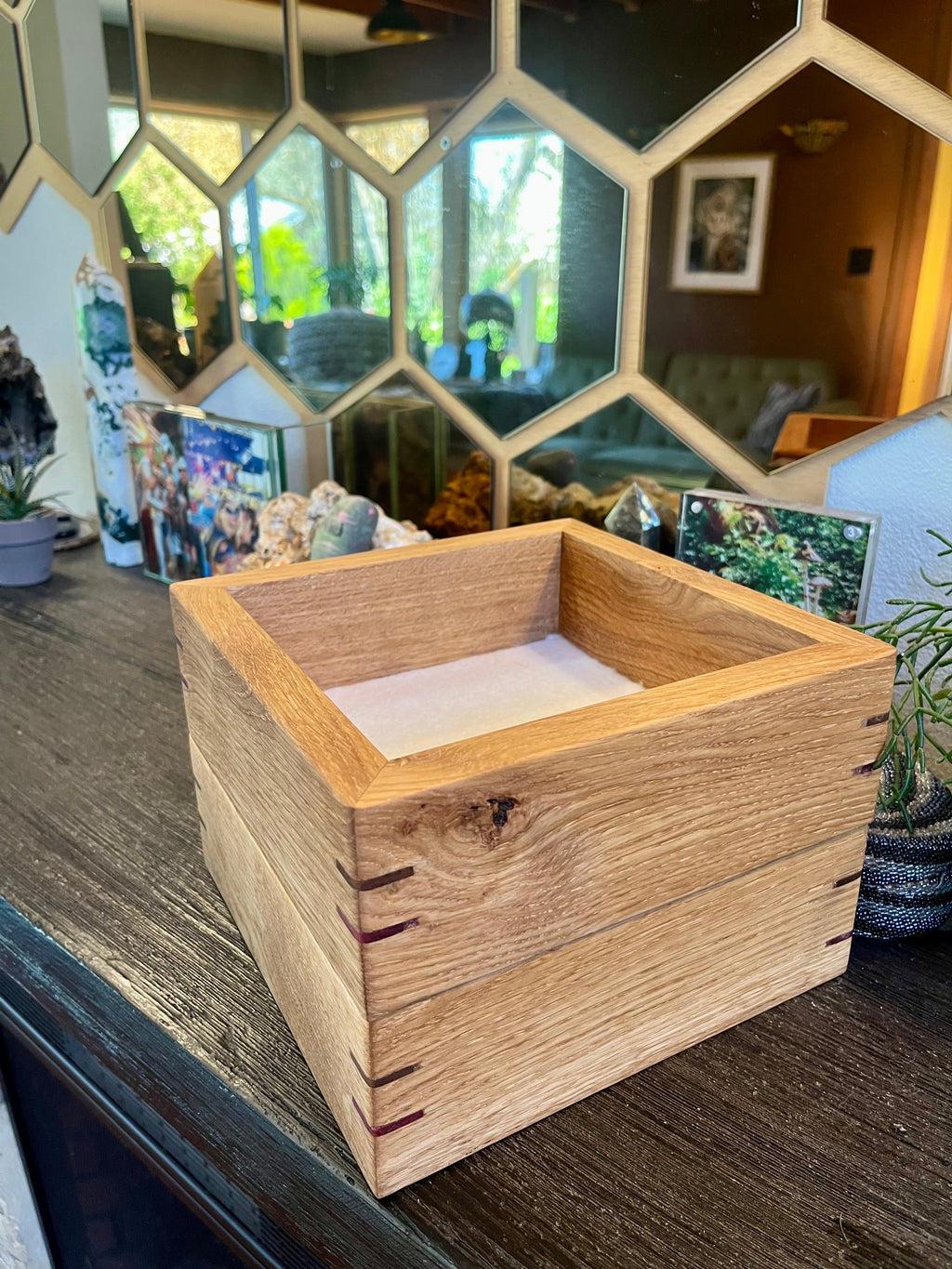 Rustic Oak Jewelry Storage Boxes – Set of 2 with Walnut & Purpleheart Detail
