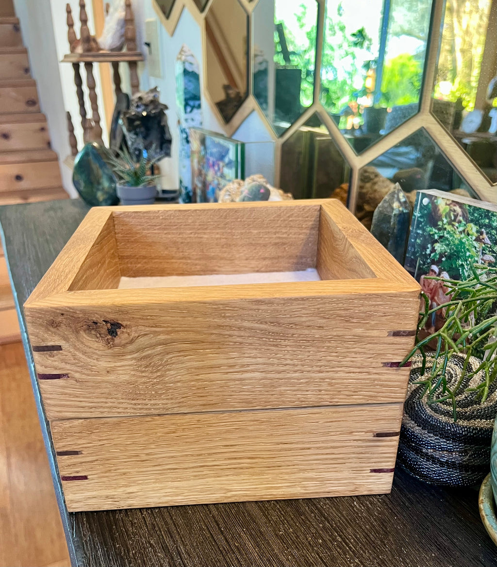 Rustic Oak Jewelry Storage Boxes – Set of 2 with Walnut & Purpleheart Detail