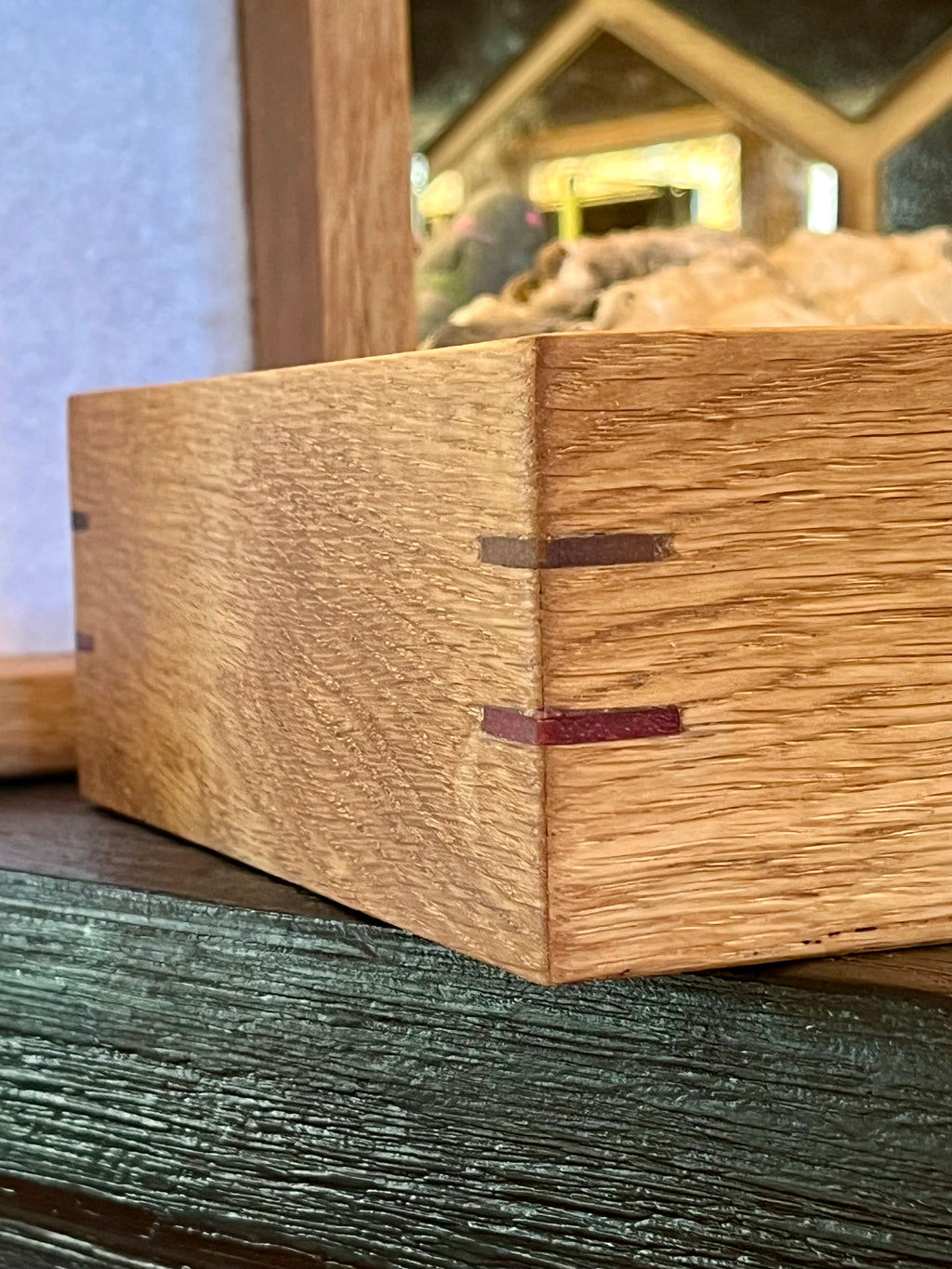 Rustic Oak Jewelry Storage Boxes – Set of 2 with Walnut & Purpleheart Detail