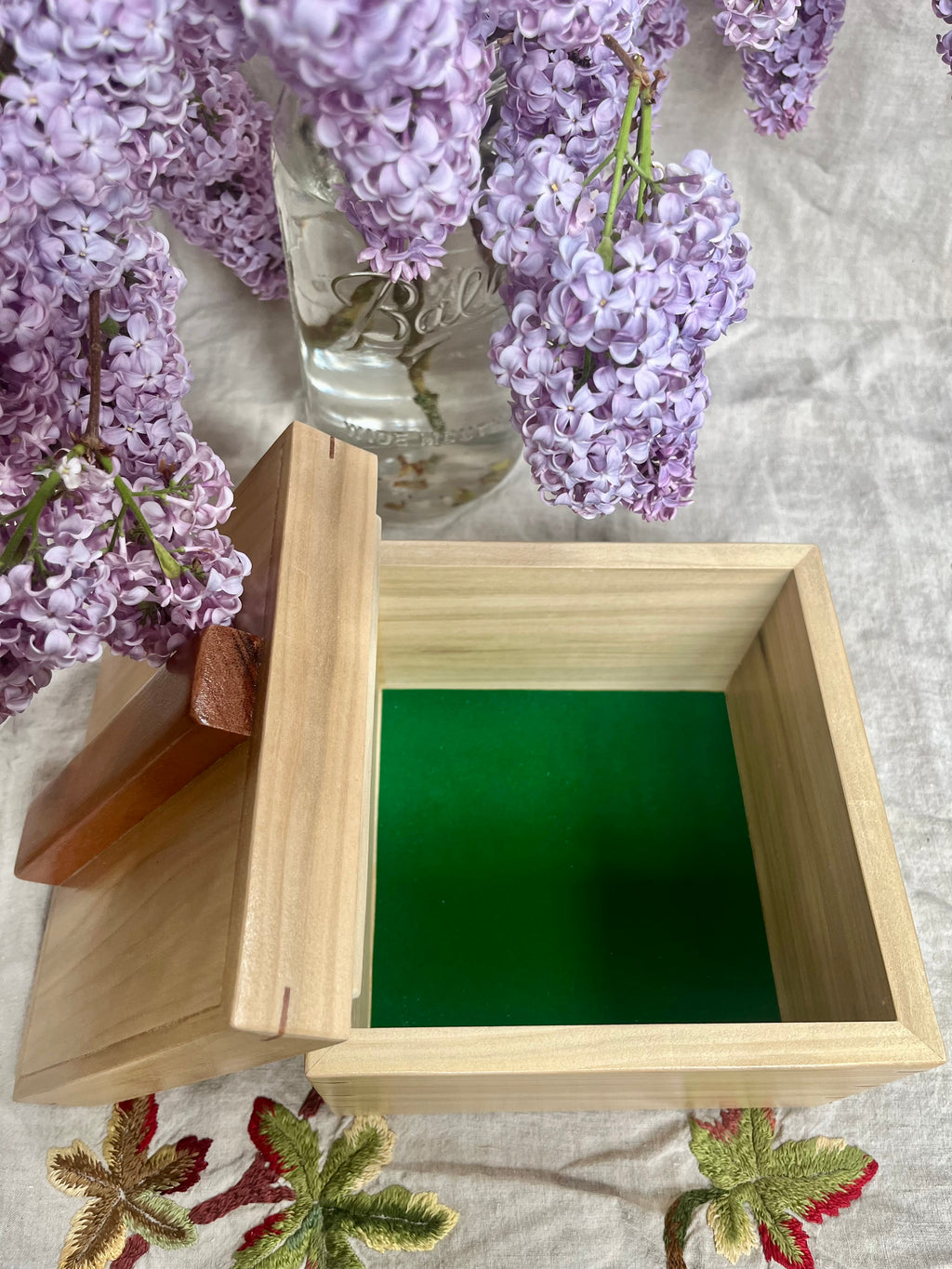 Rustic Poplar Storage Box: Salvaged Wood Keepsake Box with Mahogany Accents