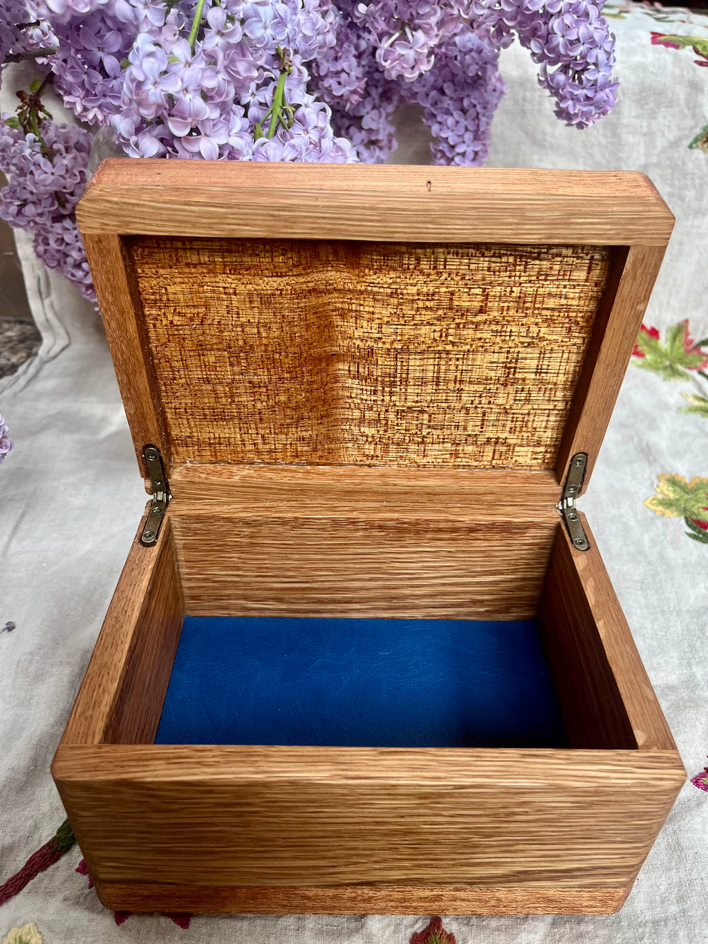 Treasure Chest Keepsake Box in Oak & Reclaimed Mahogany with Brass Hinges