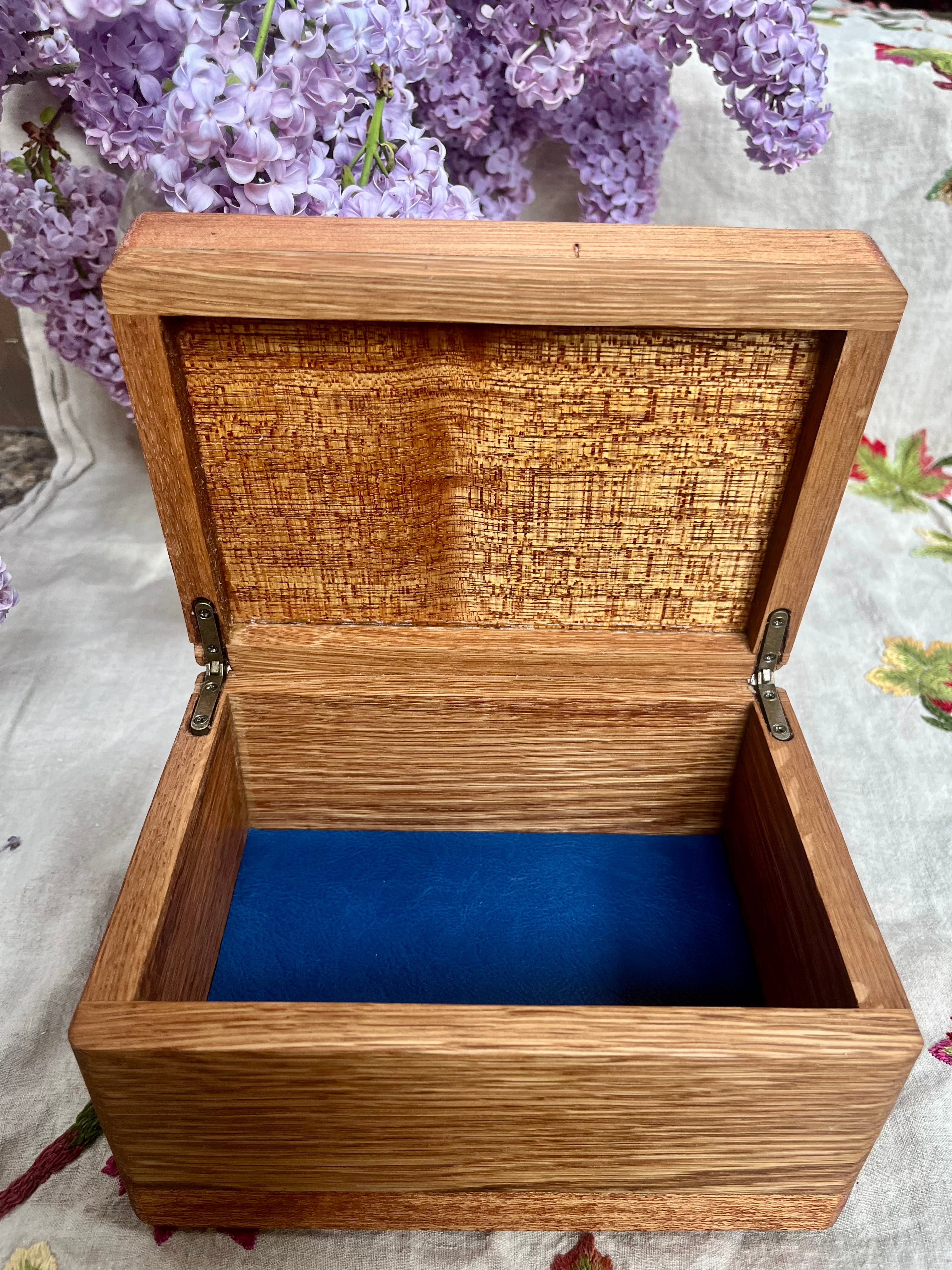 Treasure Chest Keepsake Box in Oak & Reclaimed Mahogany with Brass Hinges