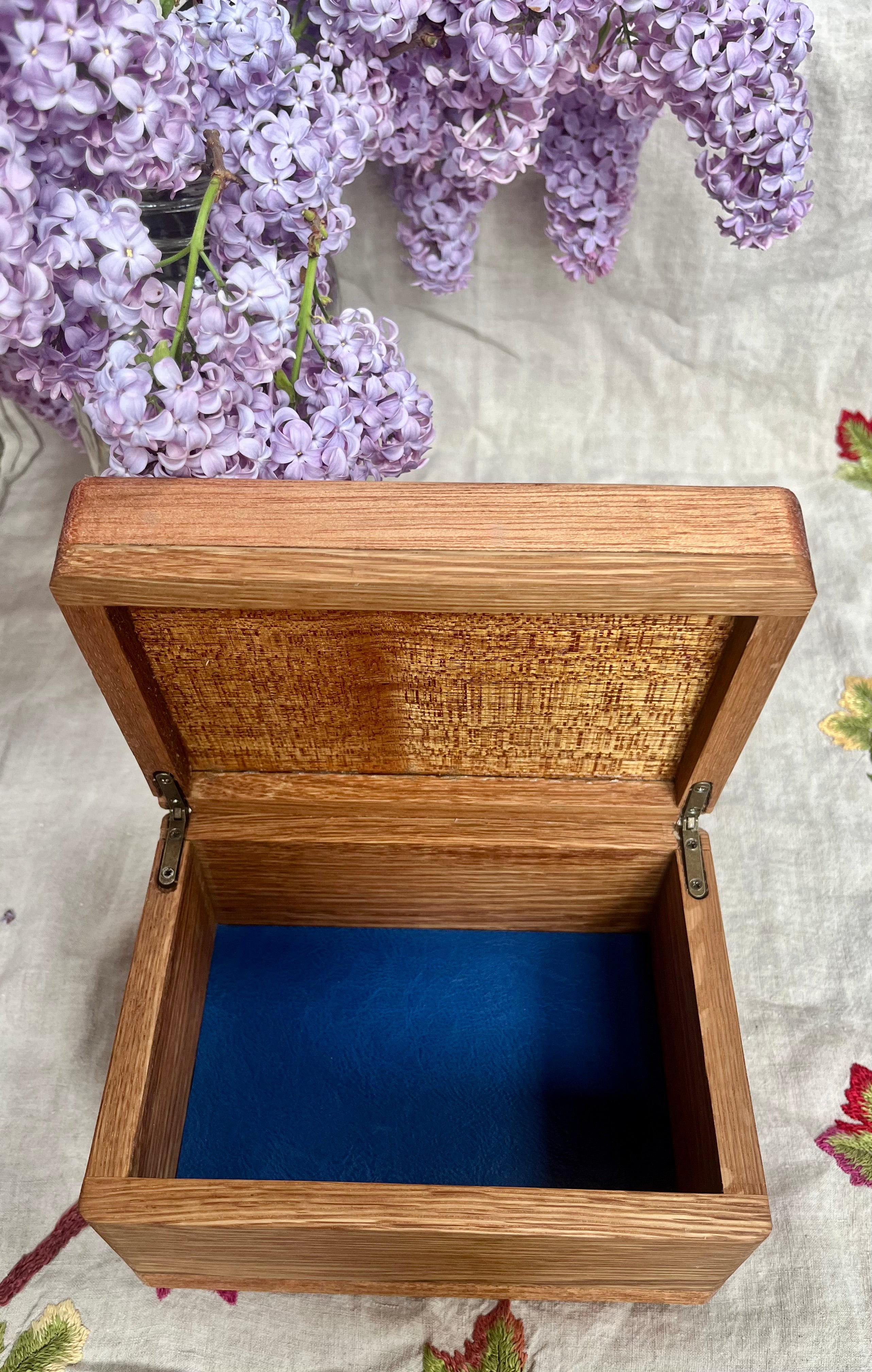 Treasure Chest Keepsake Box in Oak & Reclaimed Mahogany with Brass Hinges