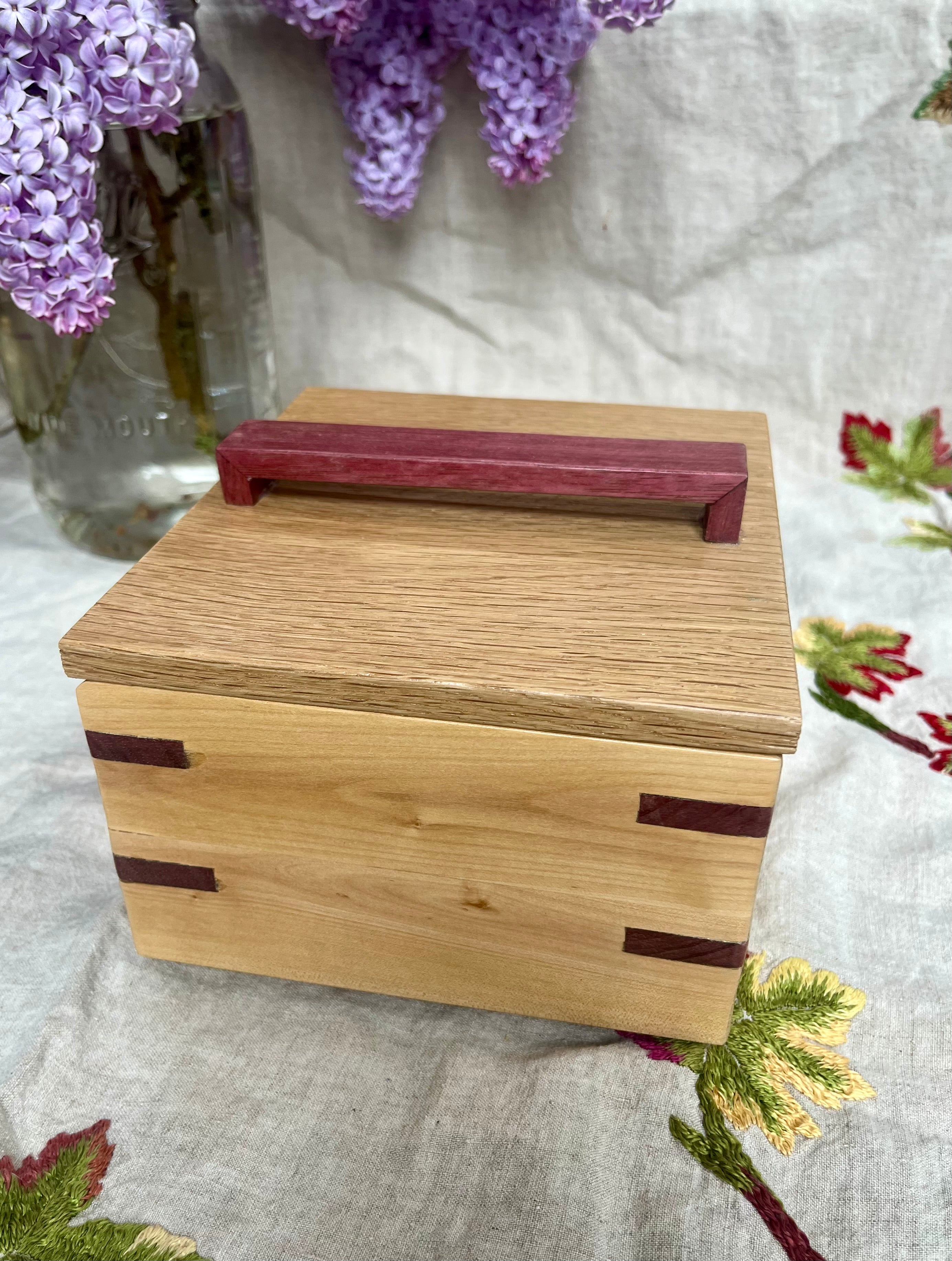 Applewood & Oak Jewelry Box: Live Edge with Padauk Accents