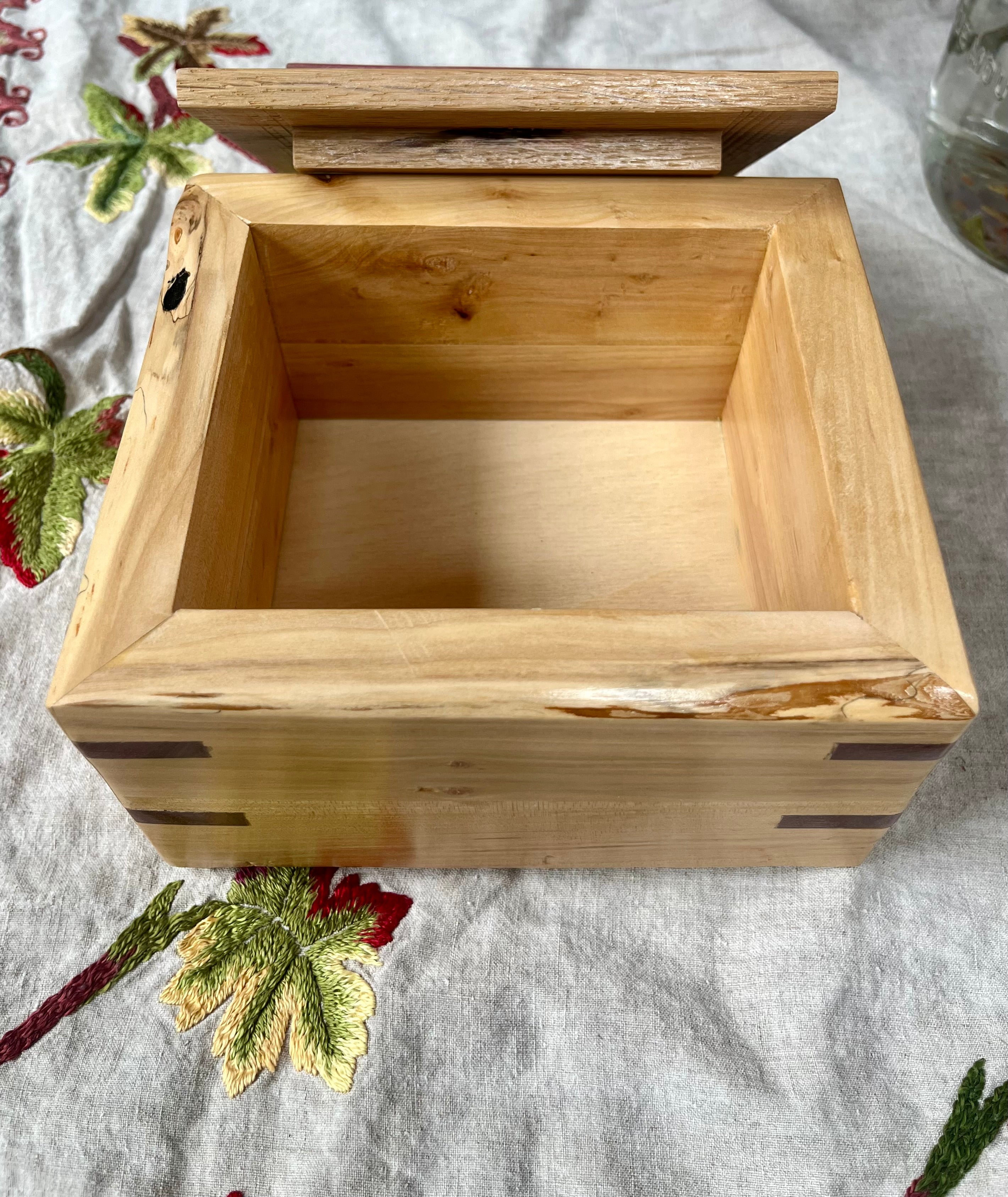 Applewood & Oak Jewelry Box: Live Edge with Padauk Accents