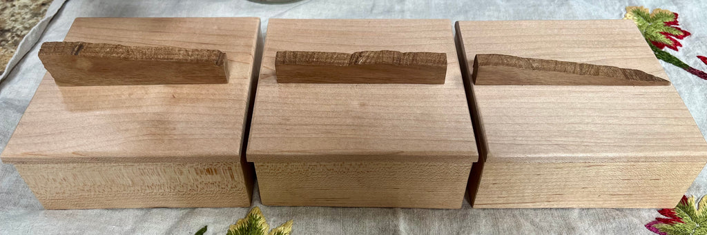 Handmade Maple Storage Boxes Set: Rustic Walnut Pulls, Oregon Wood Decor