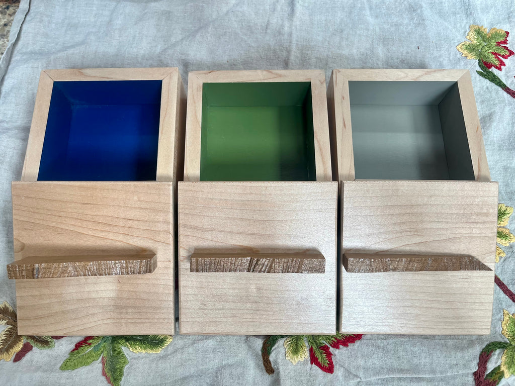 Handmade Maple Storage Boxes Set: Rustic Walnut Pulls, Oregon Wood Decor