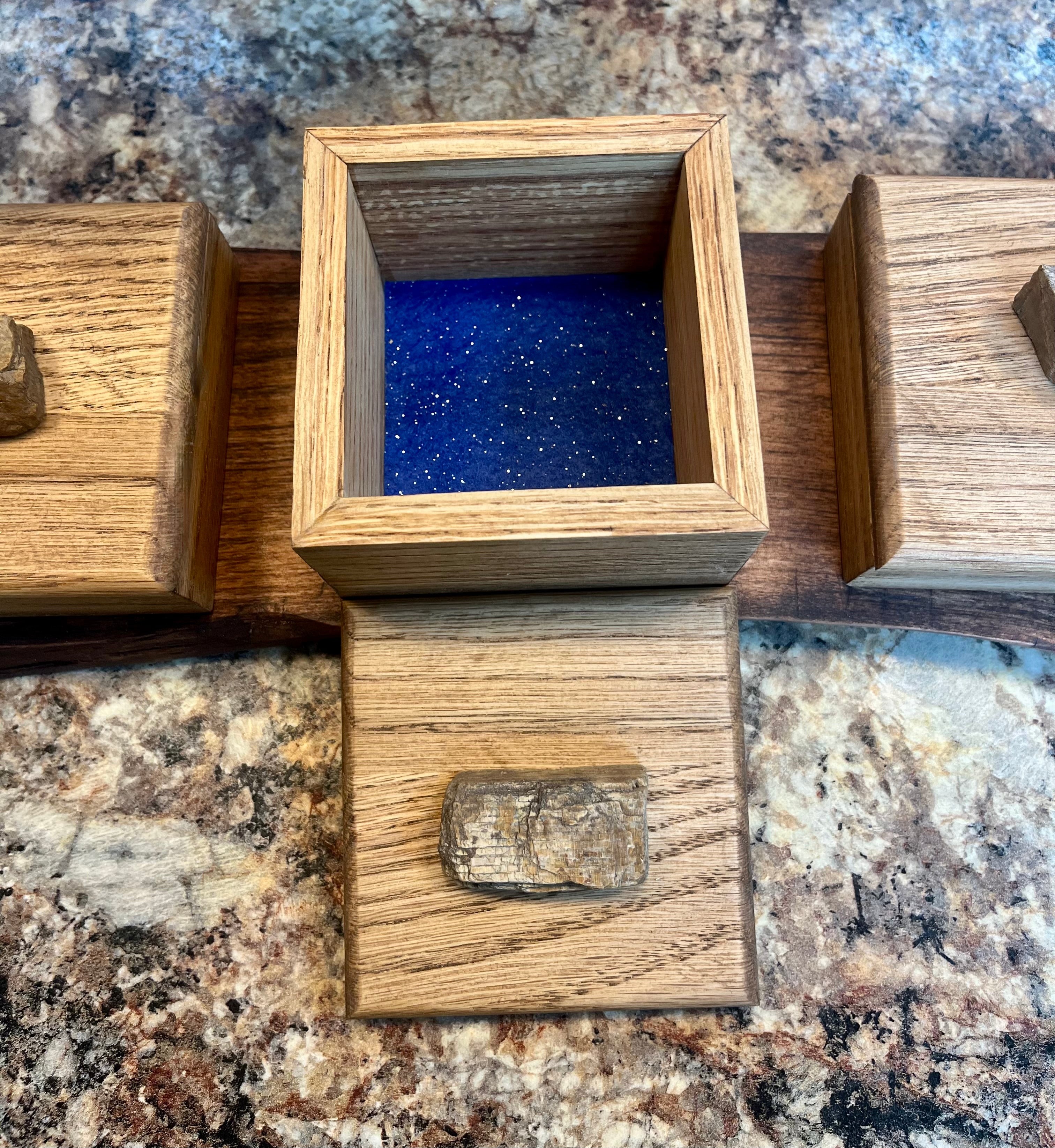 Oak 3-Box Set: Petrified Wood Pulls, Live-Edge Alder Tray