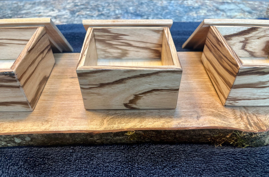 Handmade Zebrawood Box Set: Apple Wood Lids, Oregon Ash Tray