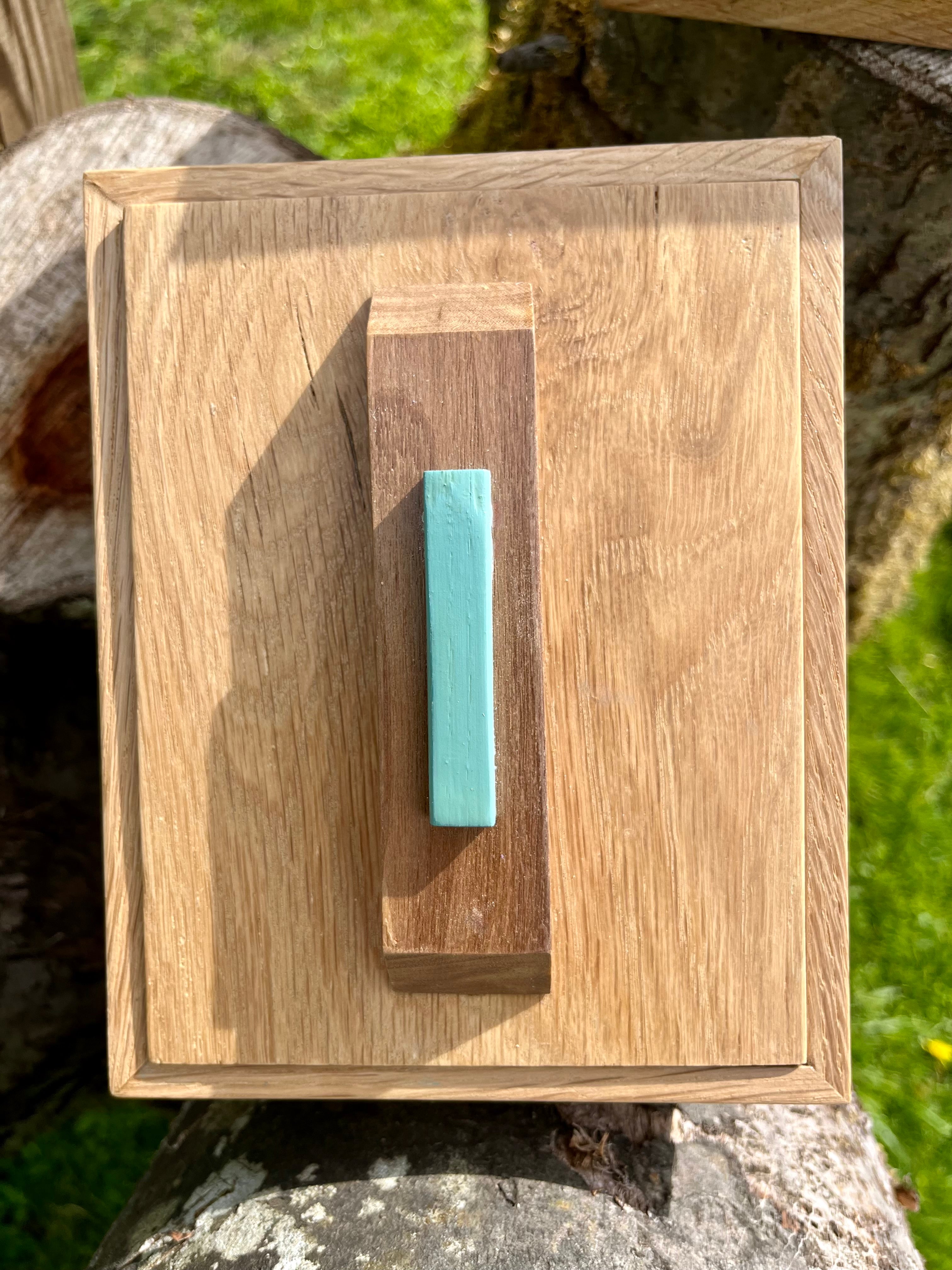 Reclaimed Oak Storage Boxes with Walnut Handles - Set of 2