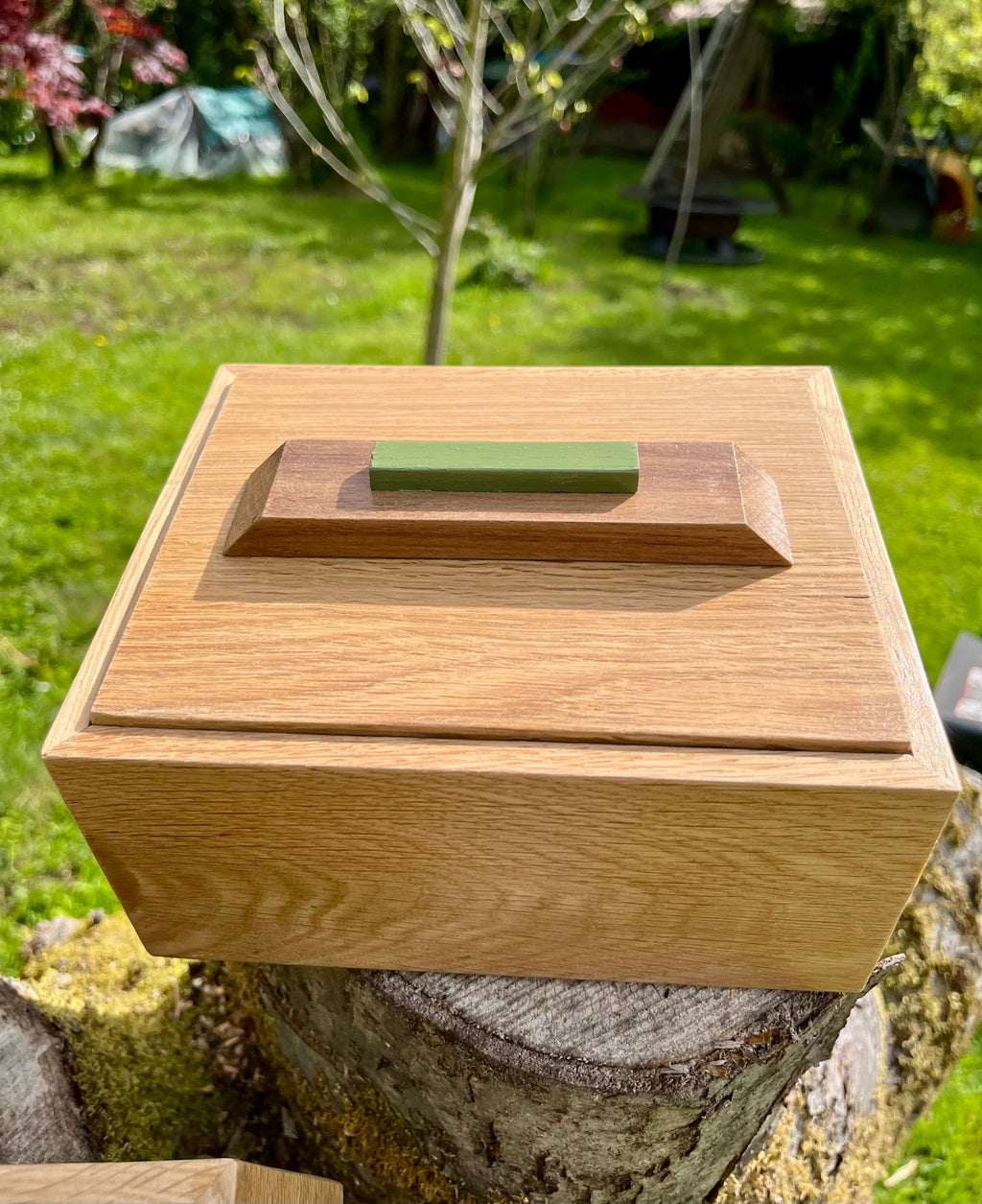 Reclaimed Oak Storage Boxes with Walnut Handles - Set of 2