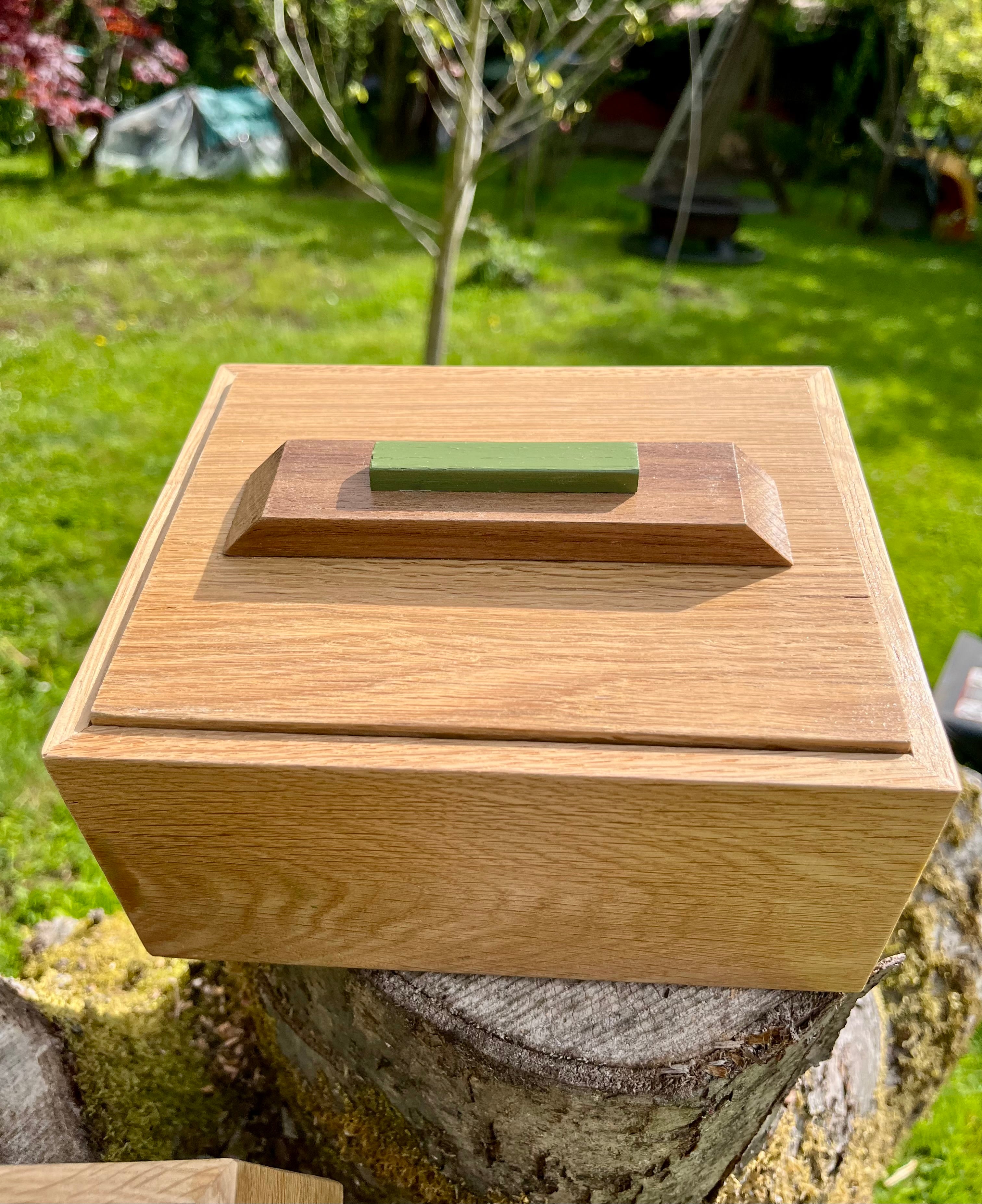 Reclaimed Oak Storage Boxes with Walnut Handles - Set of 2