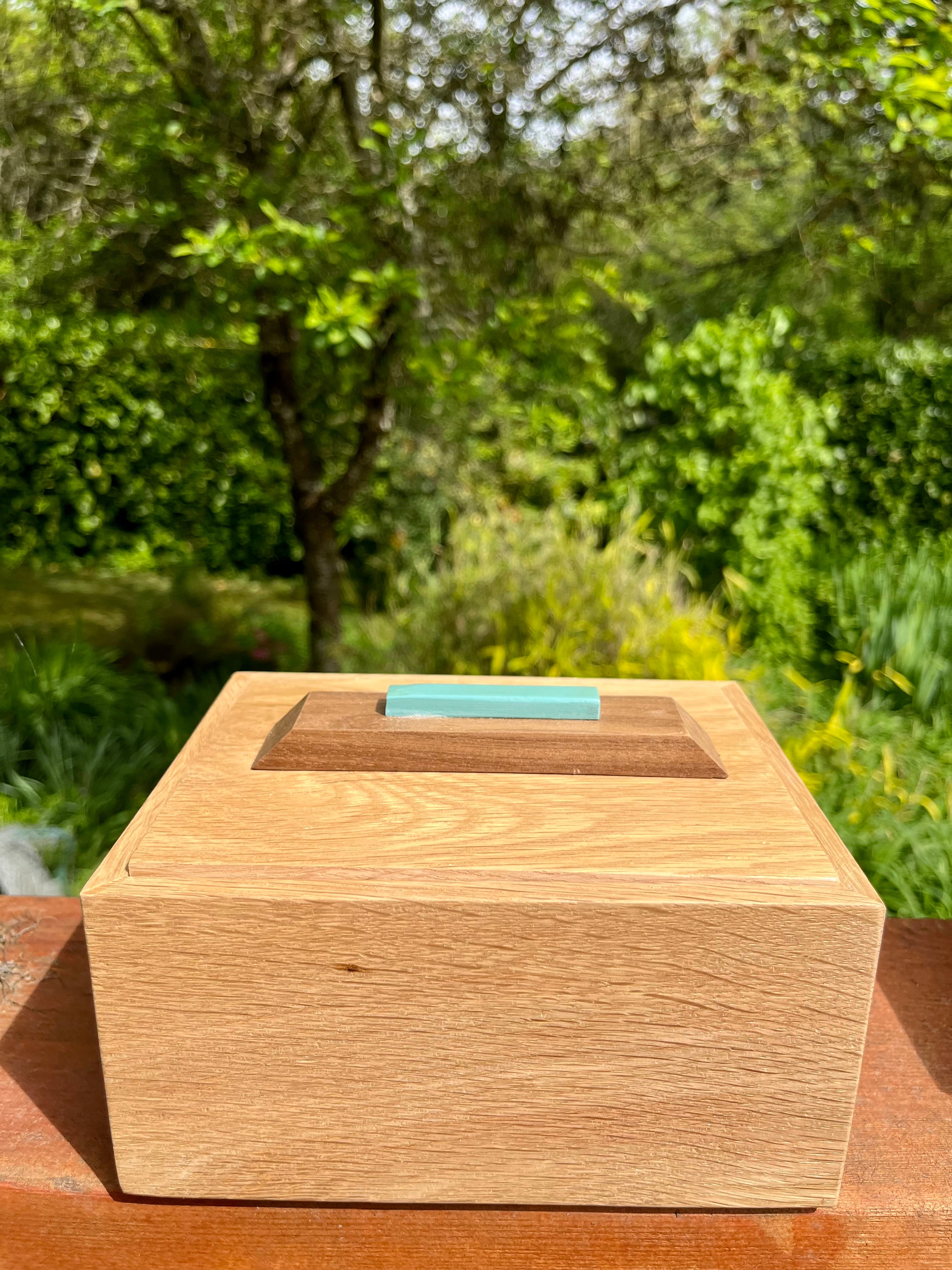 Reclaimed Oak Storage Boxes with Walnut Handles - Set of 2