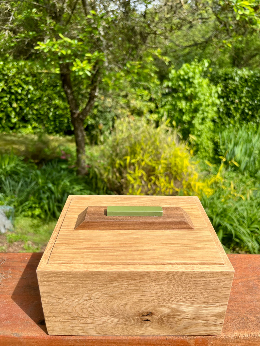 Reclaimed Oak Storage Boxes with Walnut Handles - Set of 2