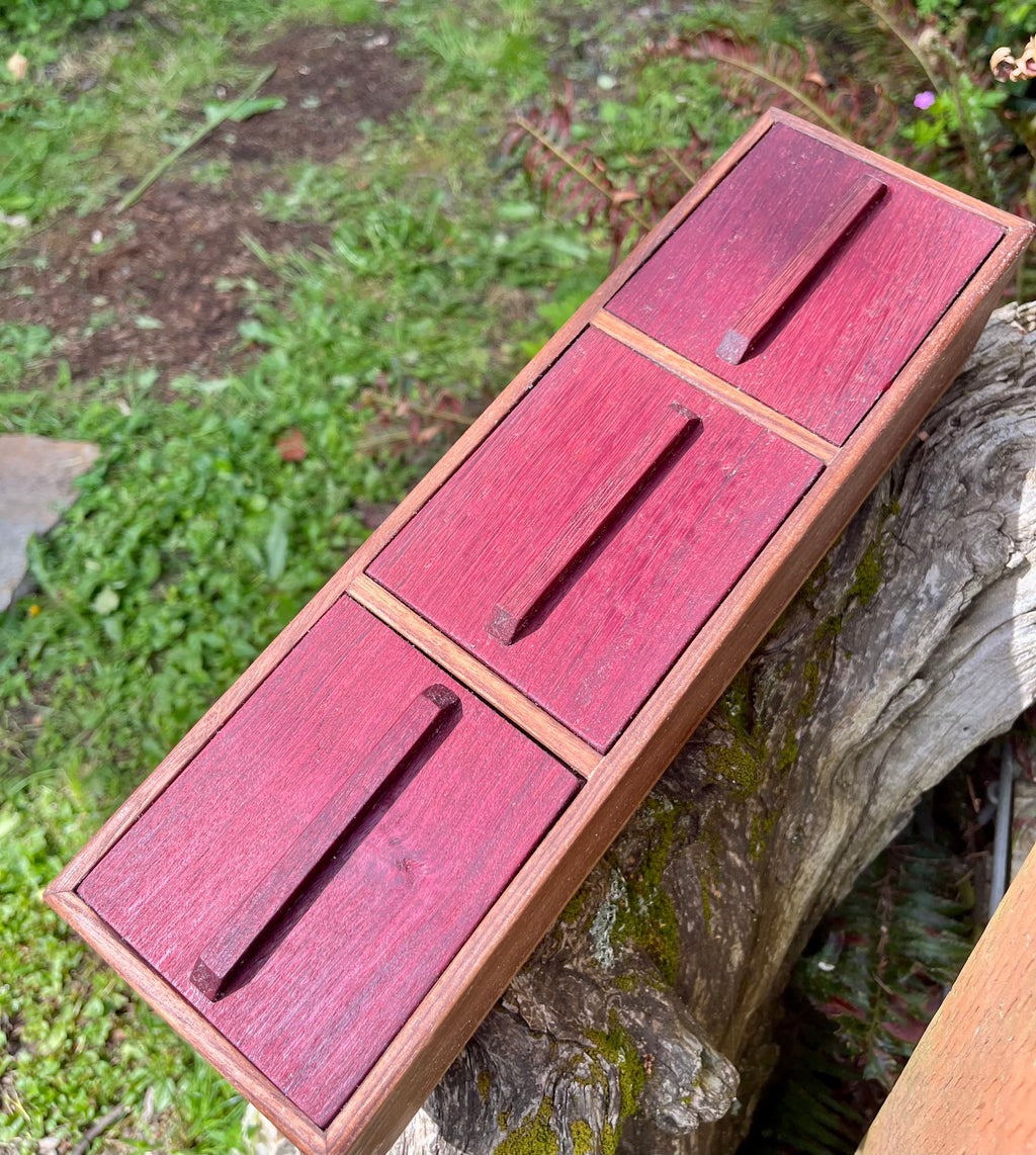Handmade Walnut & Purpleheart Jewelry Box: Locally Grown Wood, Unique Design
