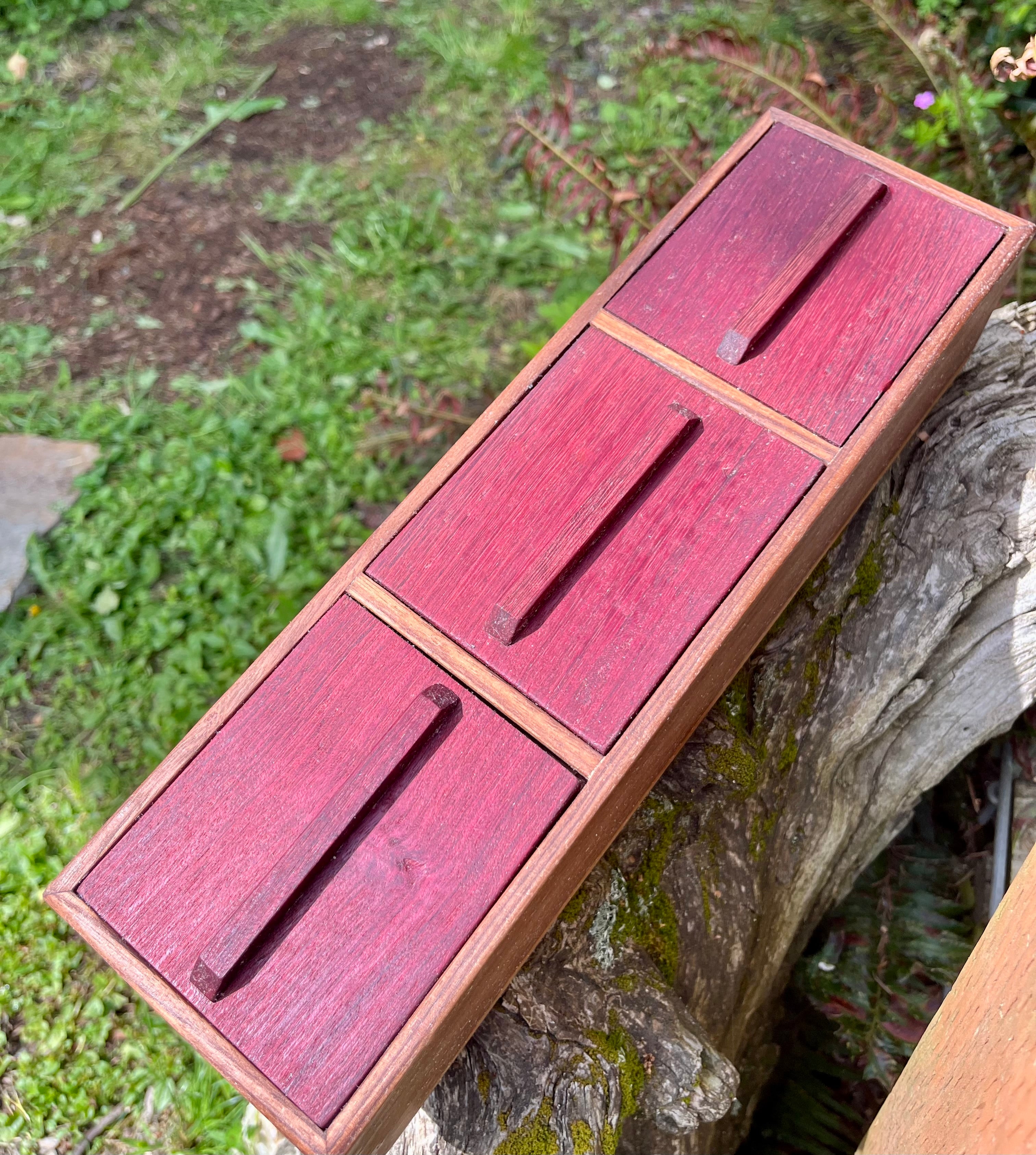Handmade Walnut & Purpleheart Jewelry Box: Locally Grown Wood, Unique Design