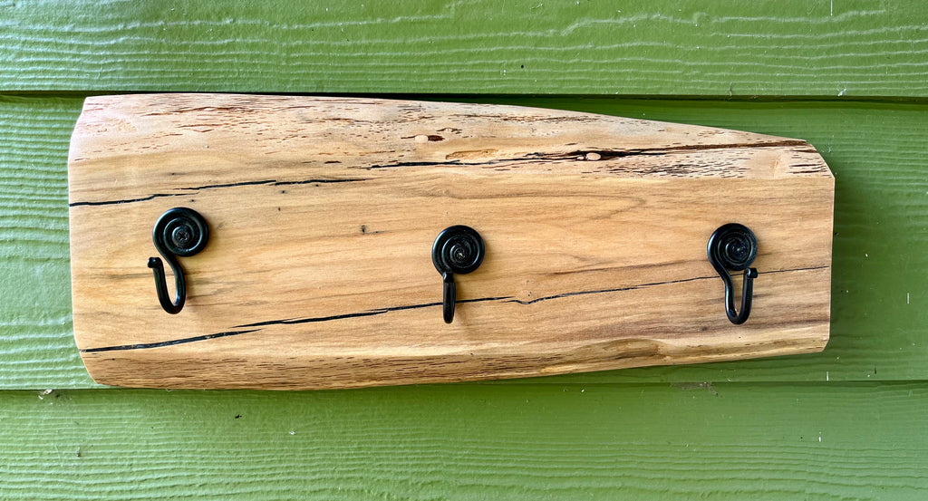 Live-Edge Apple Wood Coat Rack: Handmade 3-Hook Wall Organizer
