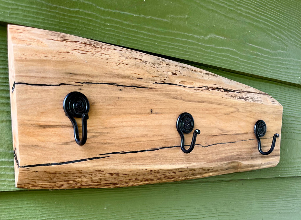 Live-Edge Apple Wood Coat Rack: Handmade 3-Hook Wall Organizer