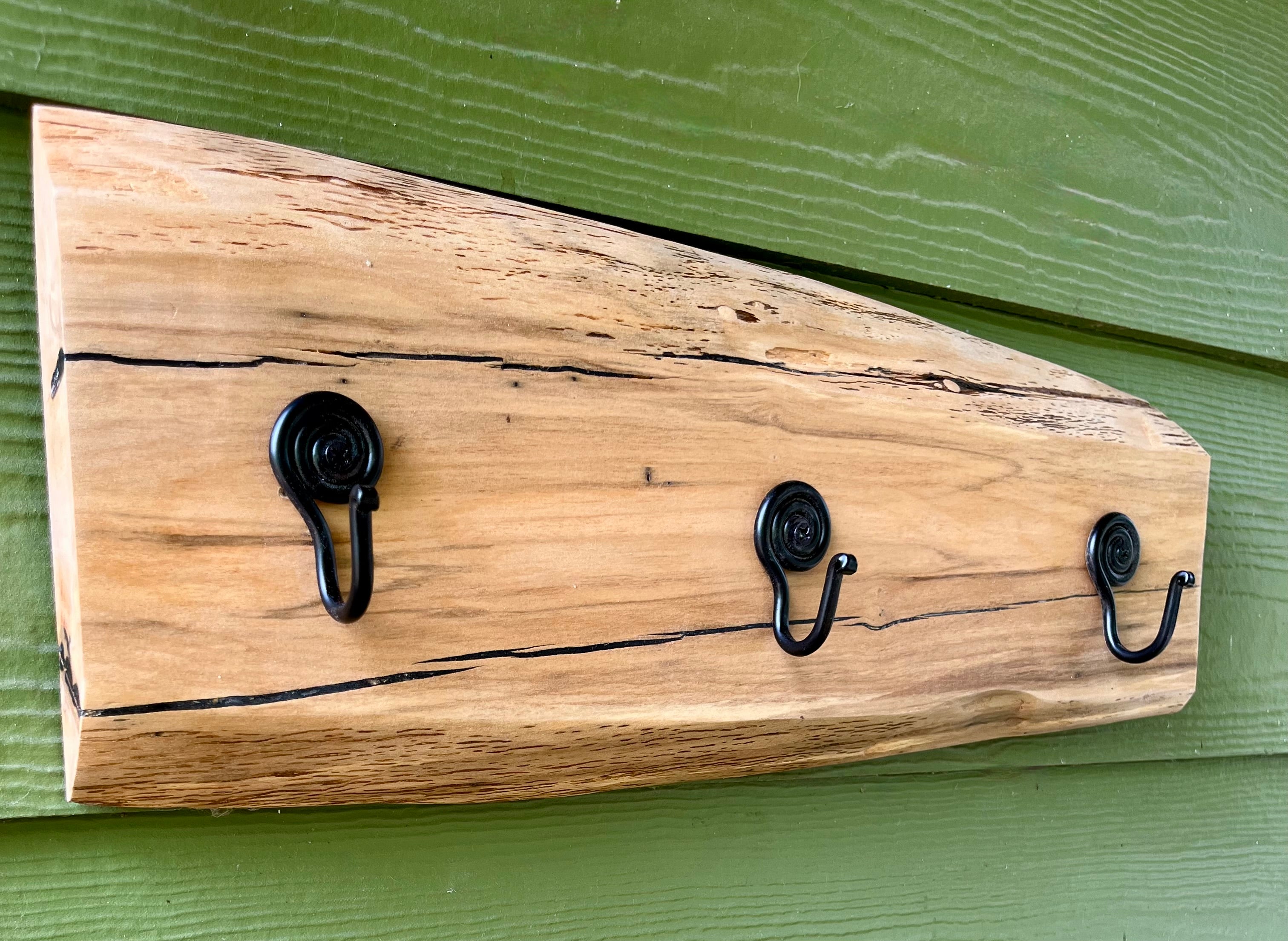 Live-Edge Apple Wood Coat Rack: Handmade 3-Hook Wall Organizer