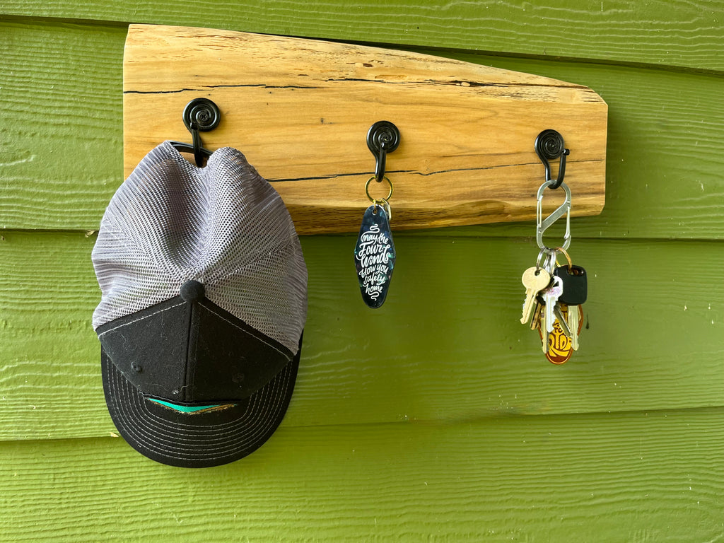 Live-Edge Apple Wood Coat Rack: Handmade 3-Hook Wall Organizer