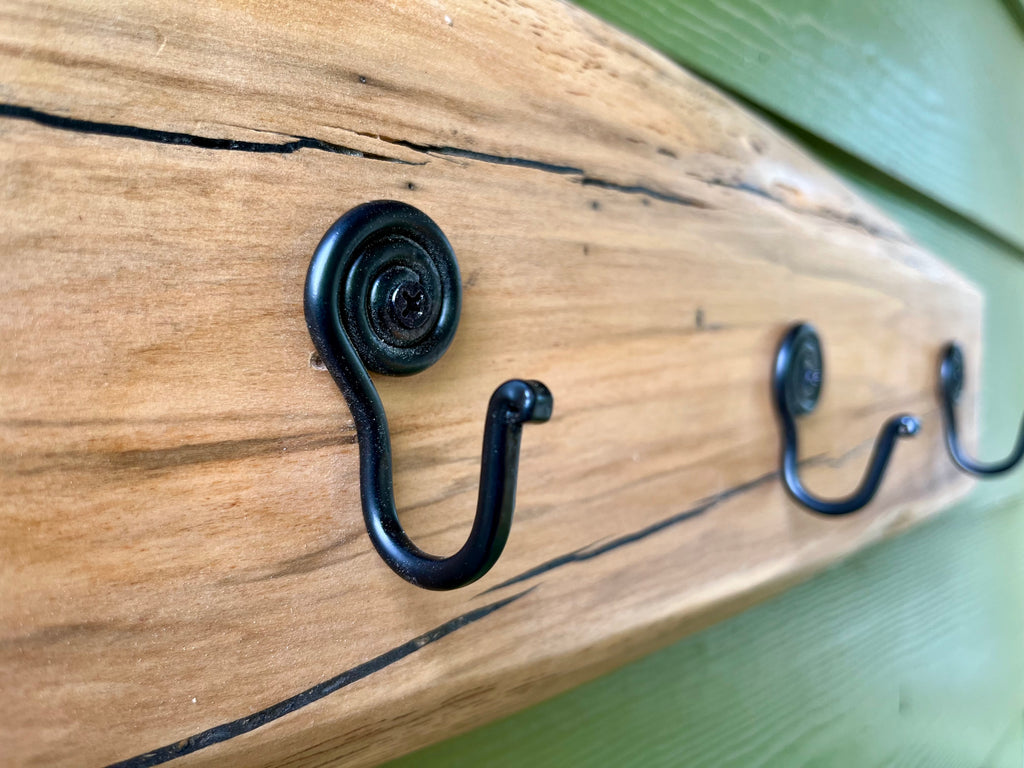 Live-Edge Apple Wood Coat Rack: Handmade 3-Hook Wall Organizer