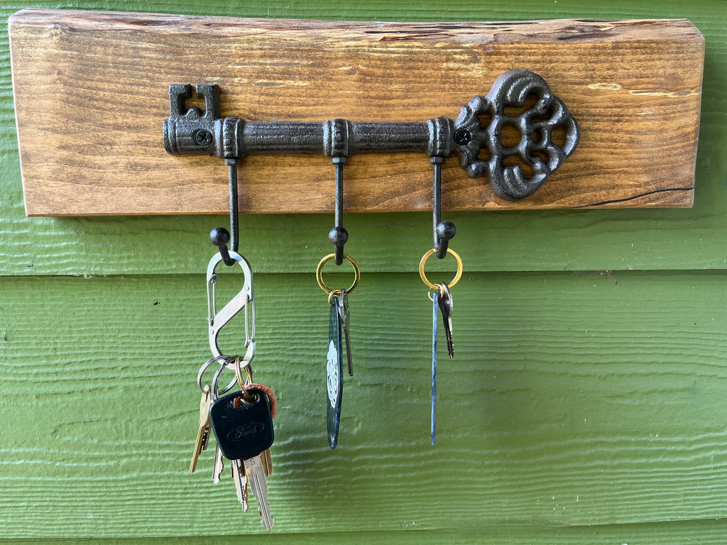Live-Edge Apple Wood Key Holder: Rustic 3-Hook Organizer
