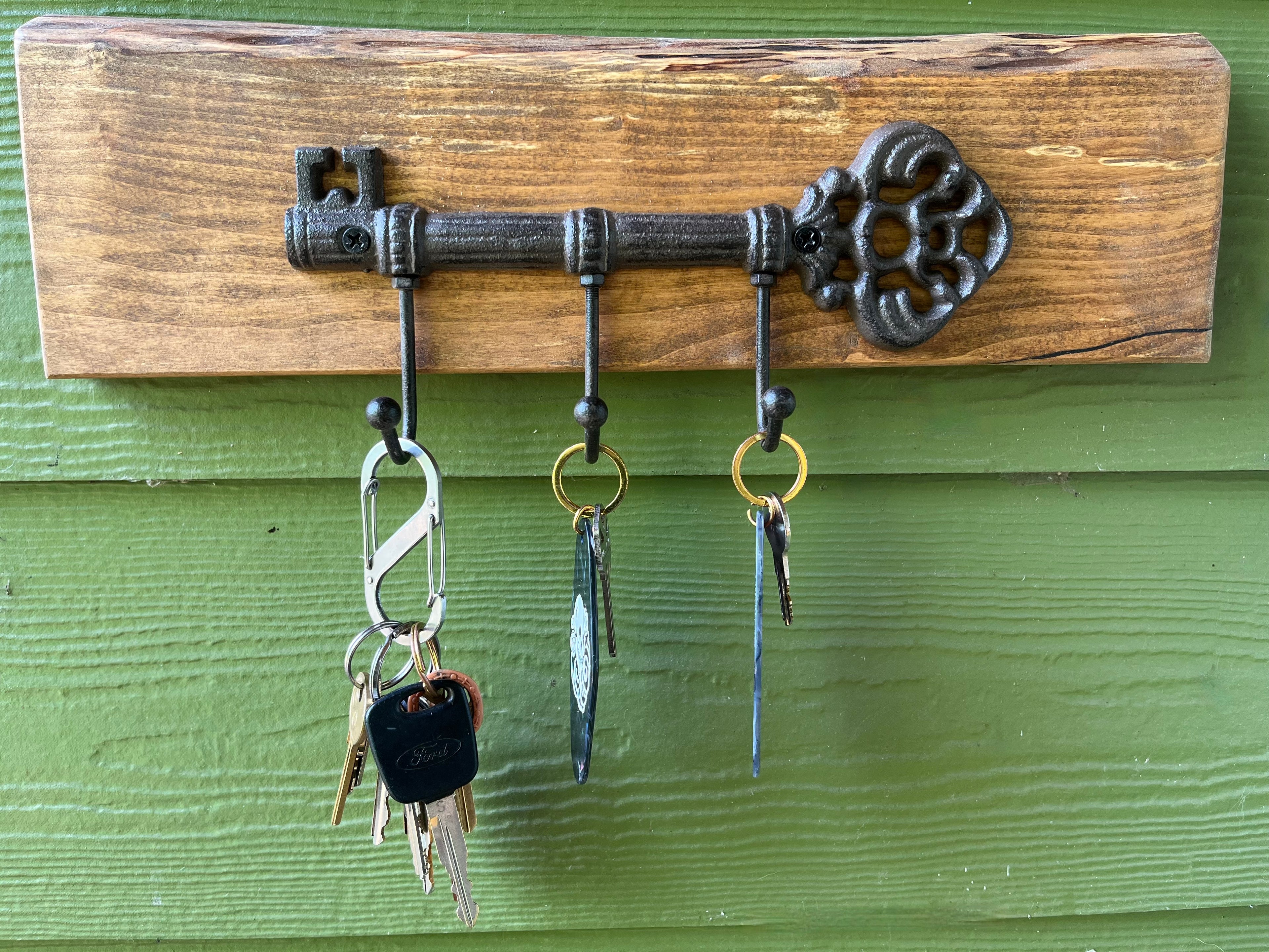 Live-Edge Apple Wood Key Holder: Rustic 3-Hook Organizer