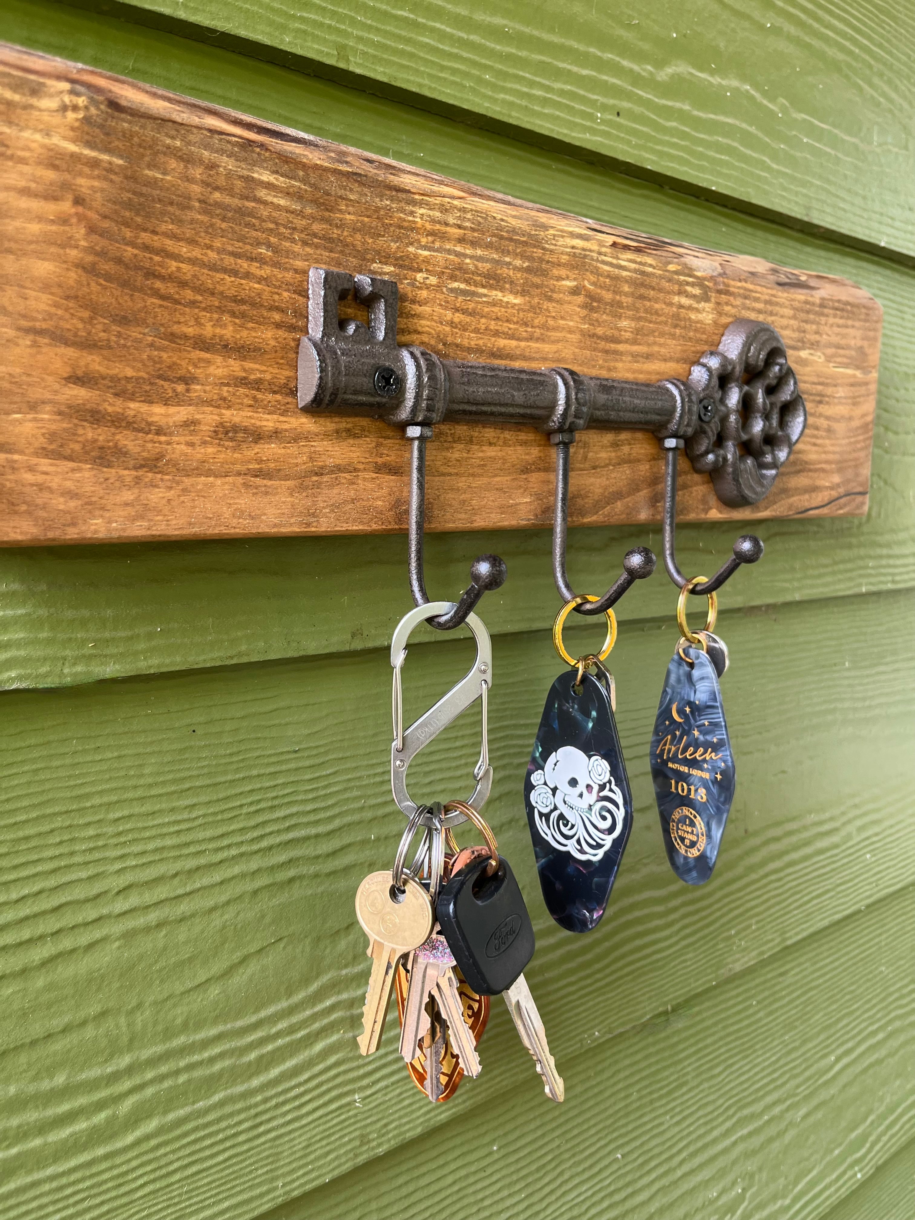 Live-Edge Apple Wood Key Holder: Rustic 3-Hook Organizer