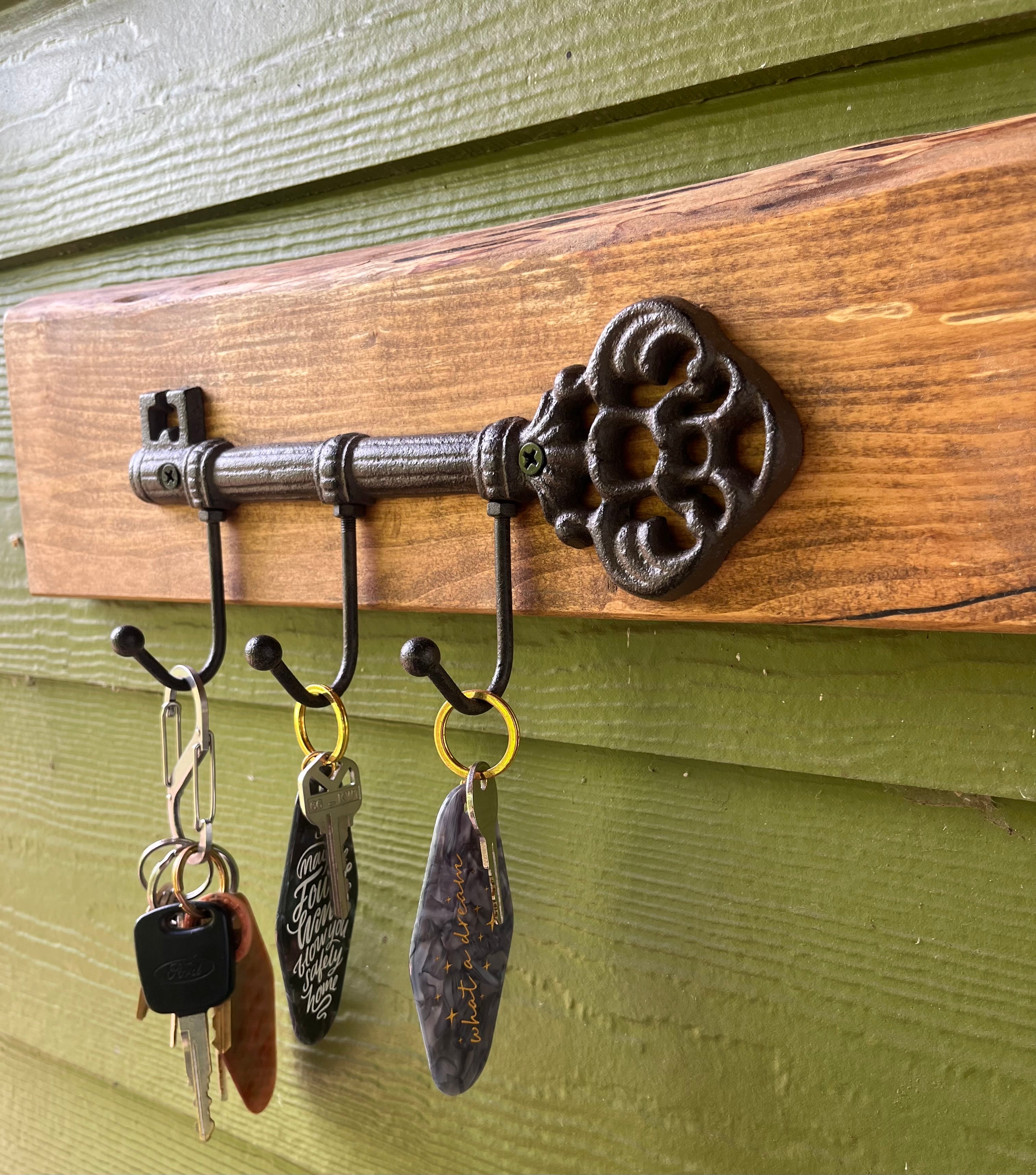 Live-Edge Apple Wood Key Holder: Rustic 3-Hook Organizer