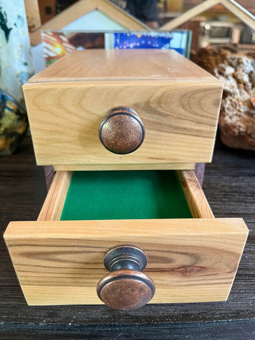 Handcrafted Padauk Wood Jewelry Box: Apple Wood Fronts & Cedar Drawers