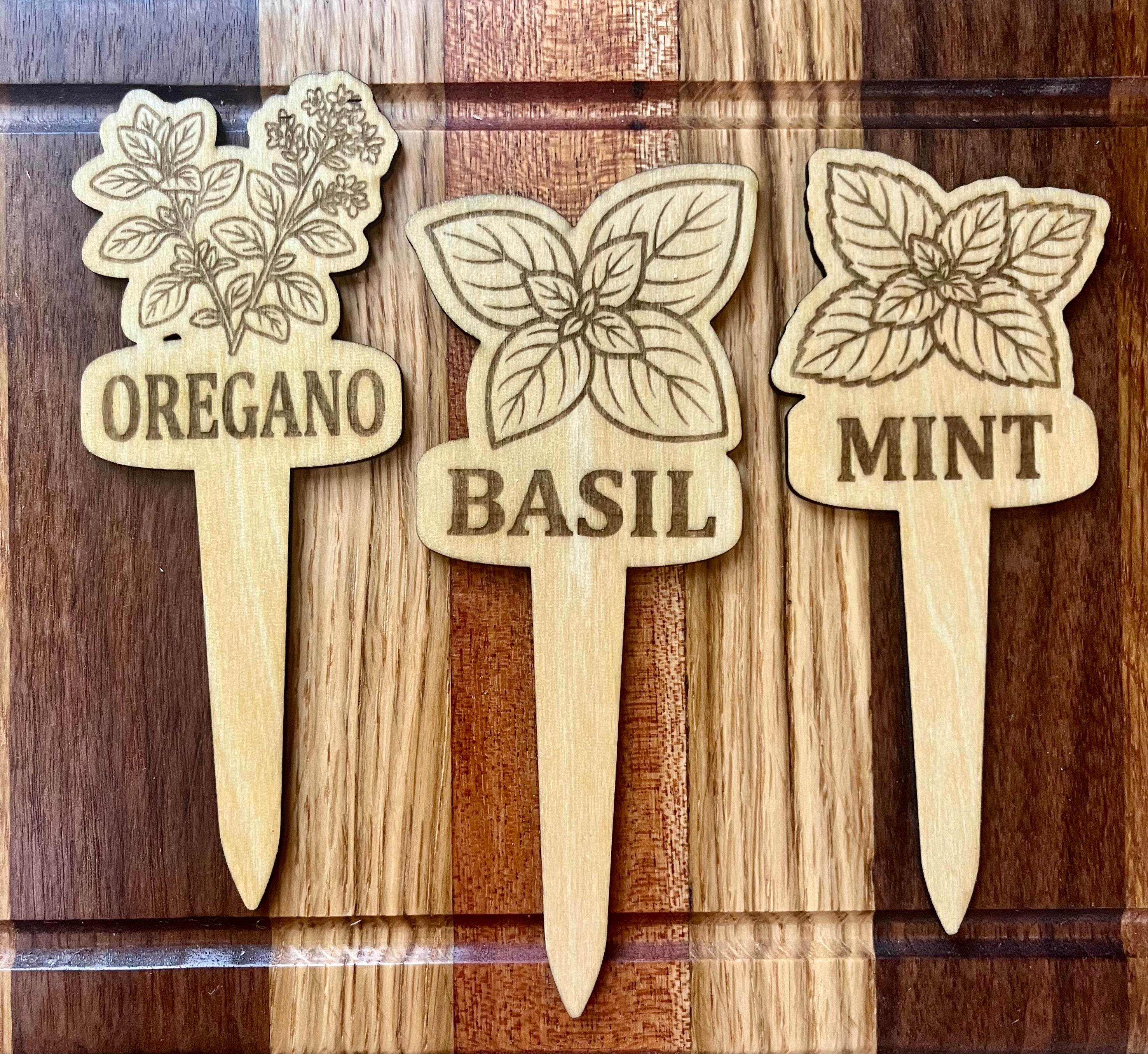 Handcrafted Engraved Wooden Garden Markers