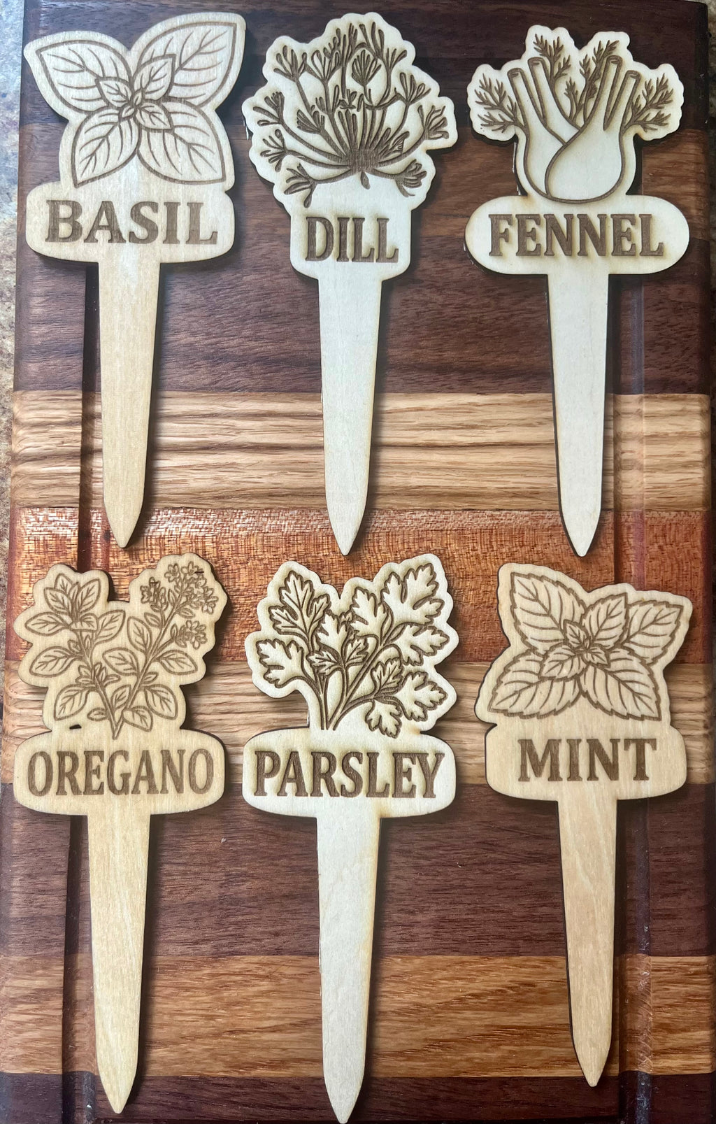 Handcrafted Engraved Wooden Garden Markers