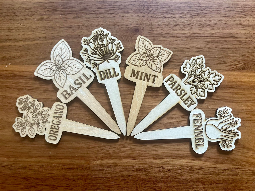 Handcrafted Engraved Wooden Garden Markers