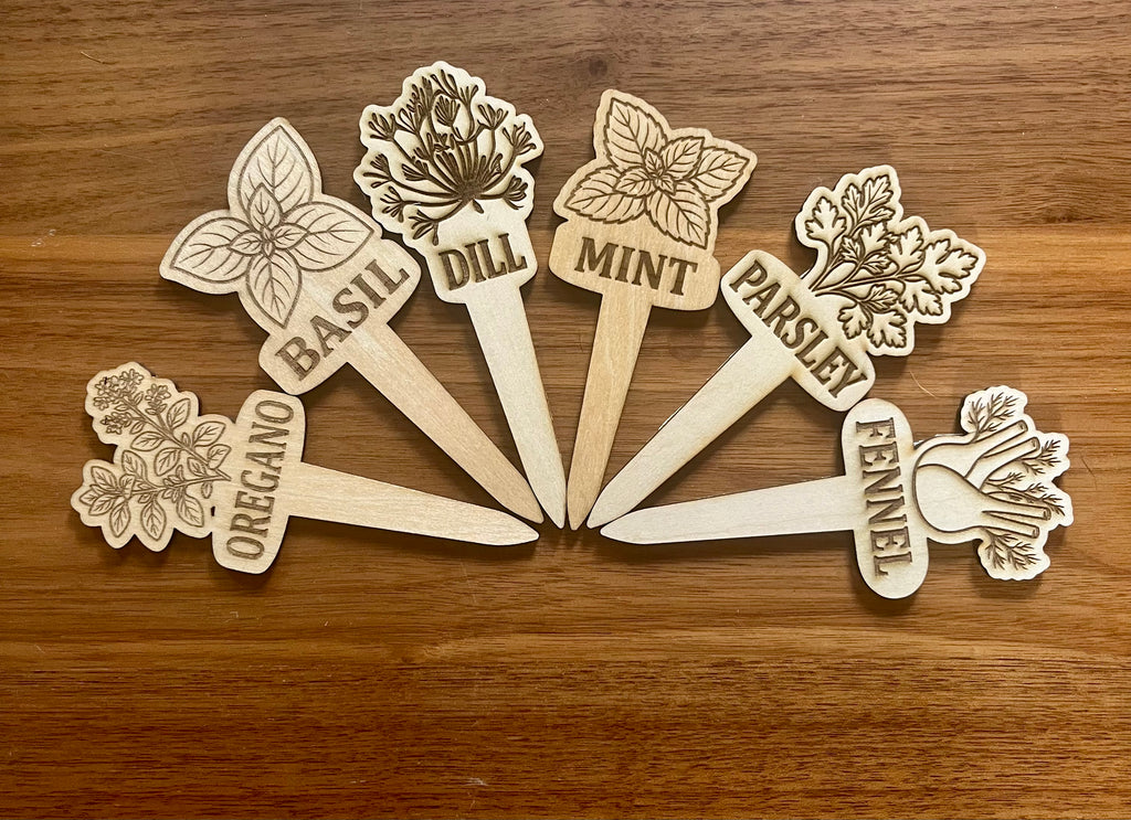 Handcrafted Engraved Wooden Garden Markers