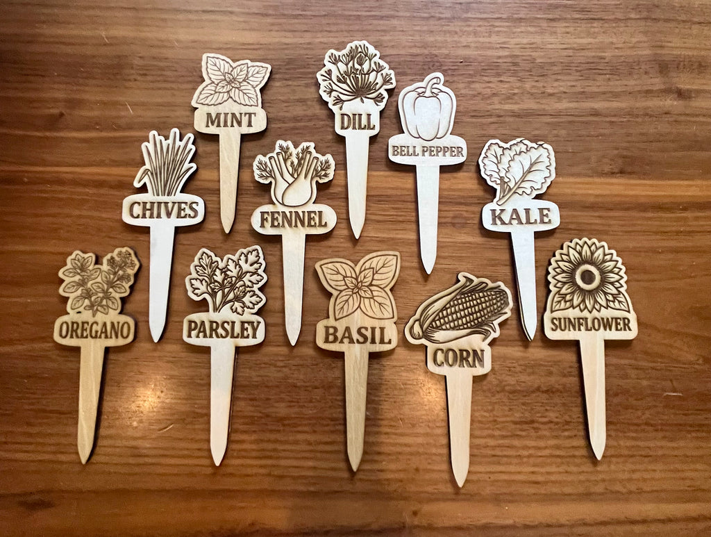 Handcrafted Engraved Wooden Garden Markers