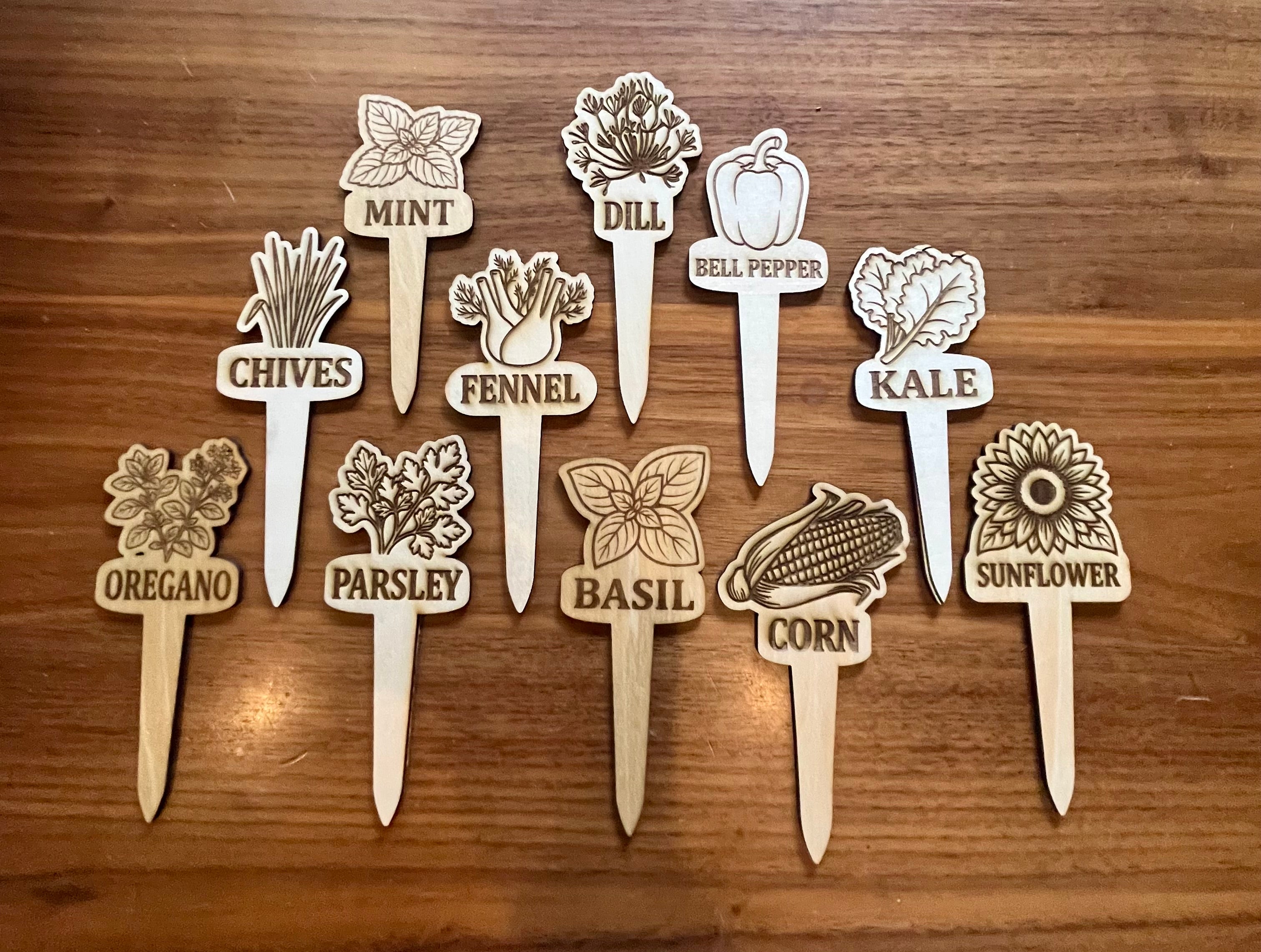 Handcrafted Engraved Wooden Garden Markers