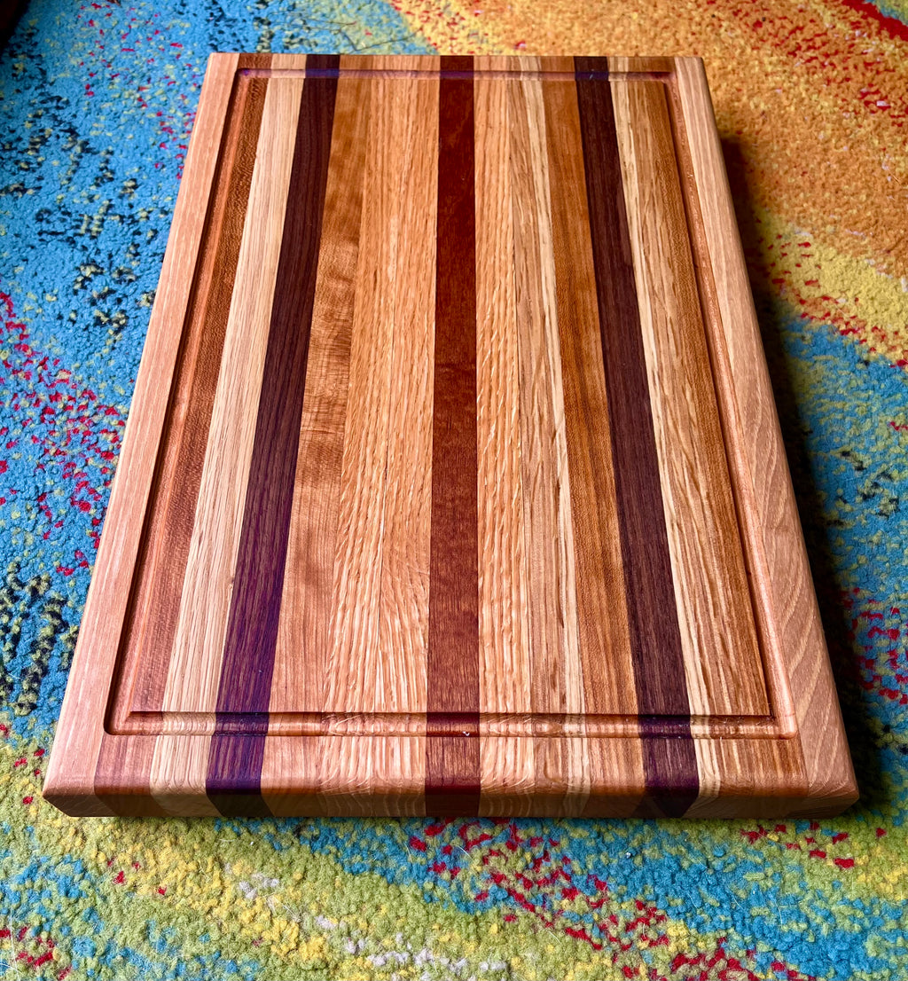 Handcrafted Edge Grain Cutting Board – 1.5” Thick Hardwood Board with Juice Groove