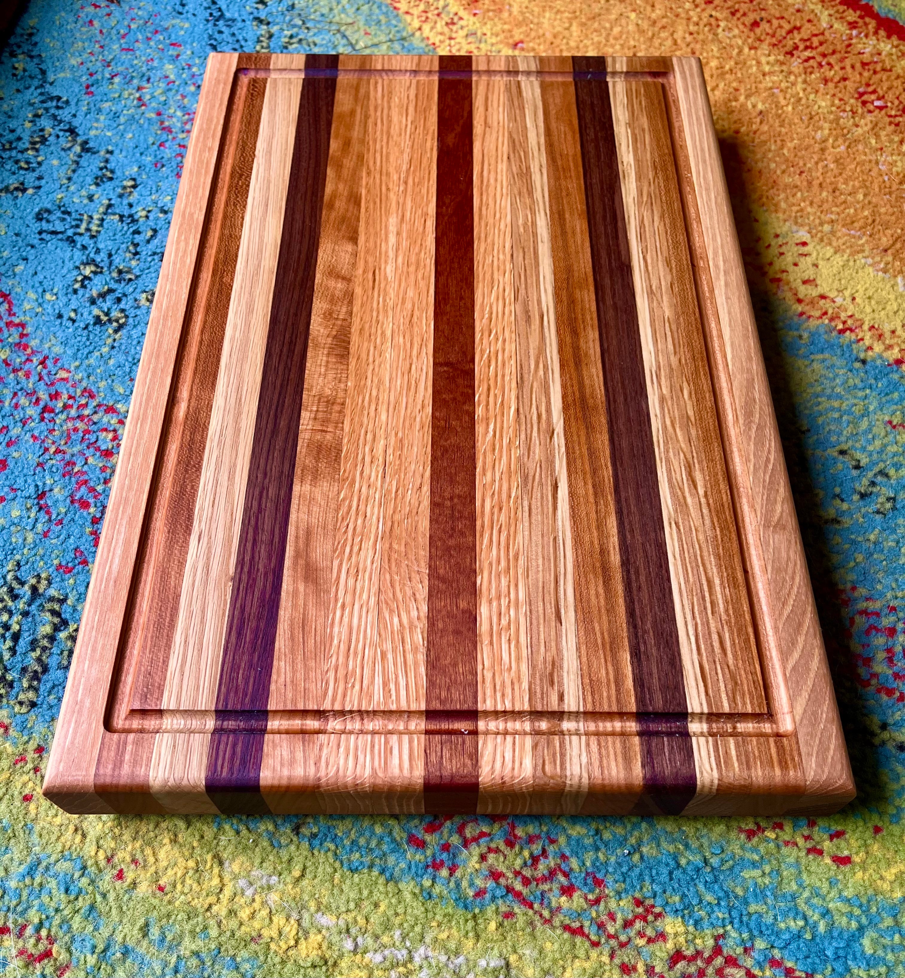 Handcrafted Edge Grain Cutting Board – 1.5” Thick Hardwood Board with Juice Groove