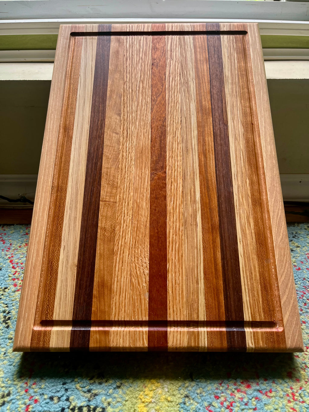 Handcrafted Edge Grain Cutting Board – 1.5” Thick Hardwood Board with Juice Groove