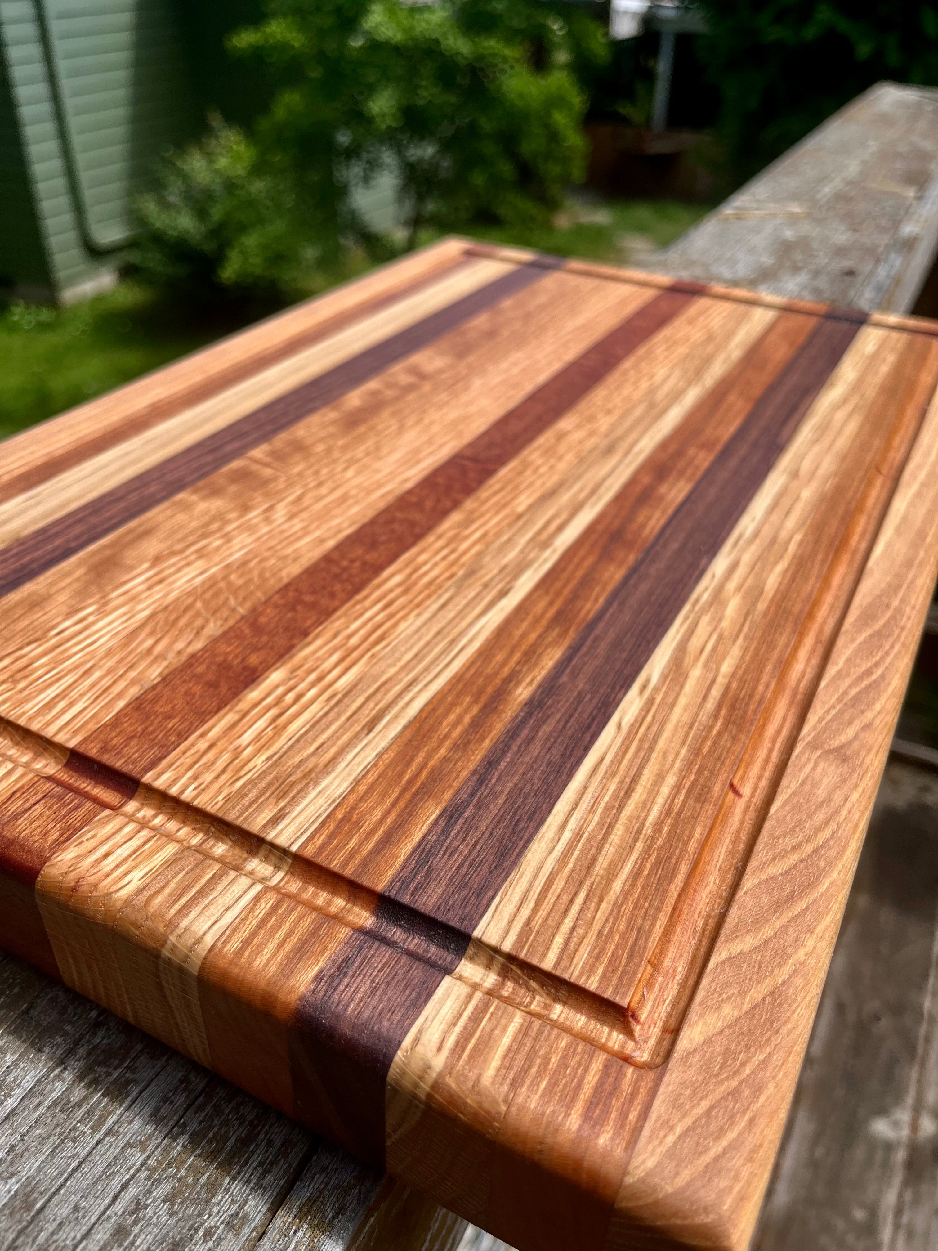 Handcrafted Edge Grain Cutting Board – 1.5” Thick Hardwood Board with Juice Groove