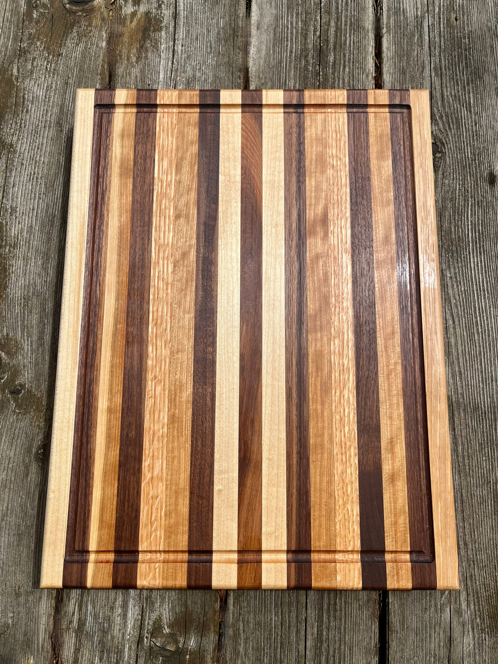 Rustic Hardwood Edge Grain Cutting Board – Handmade Kitchen Prep Board