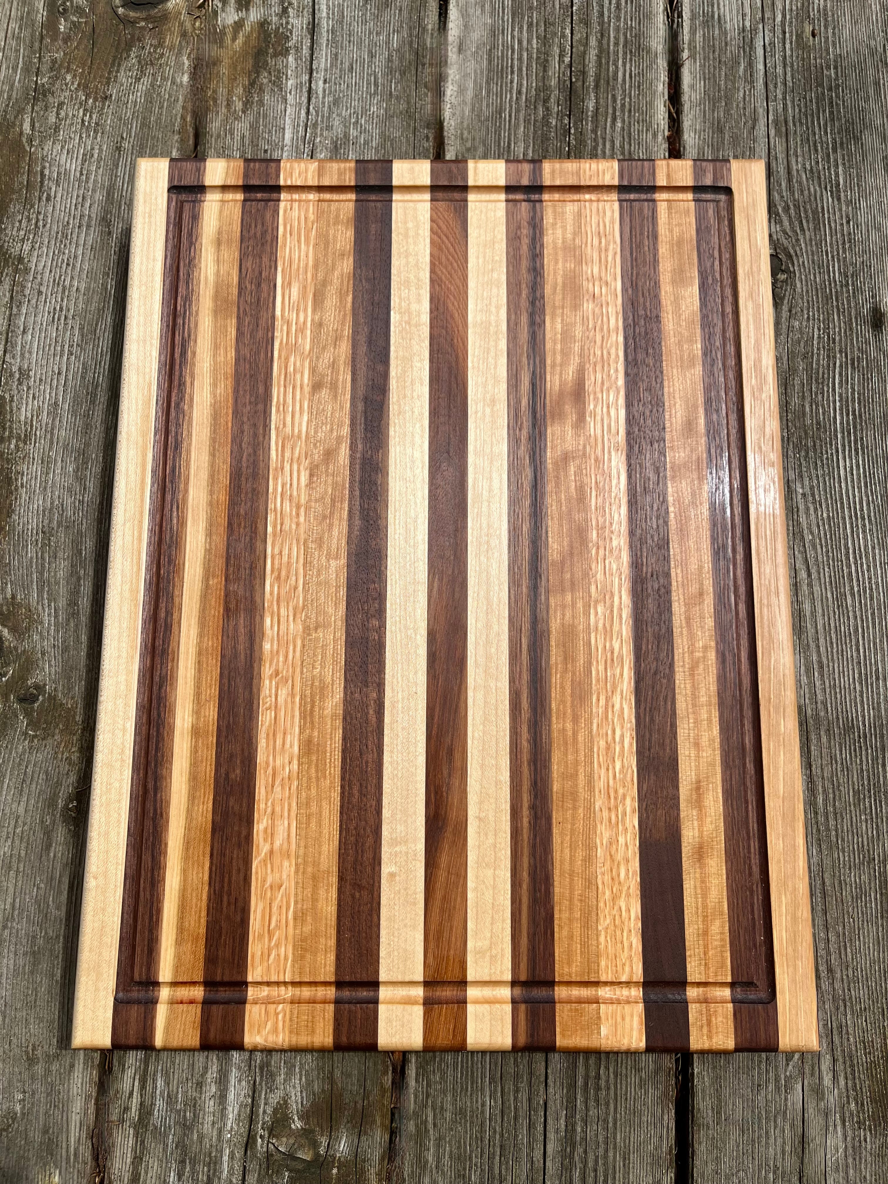 Rustic Hardwood Edge Grain Cutting Board – Handmade Kitchen Prep Board