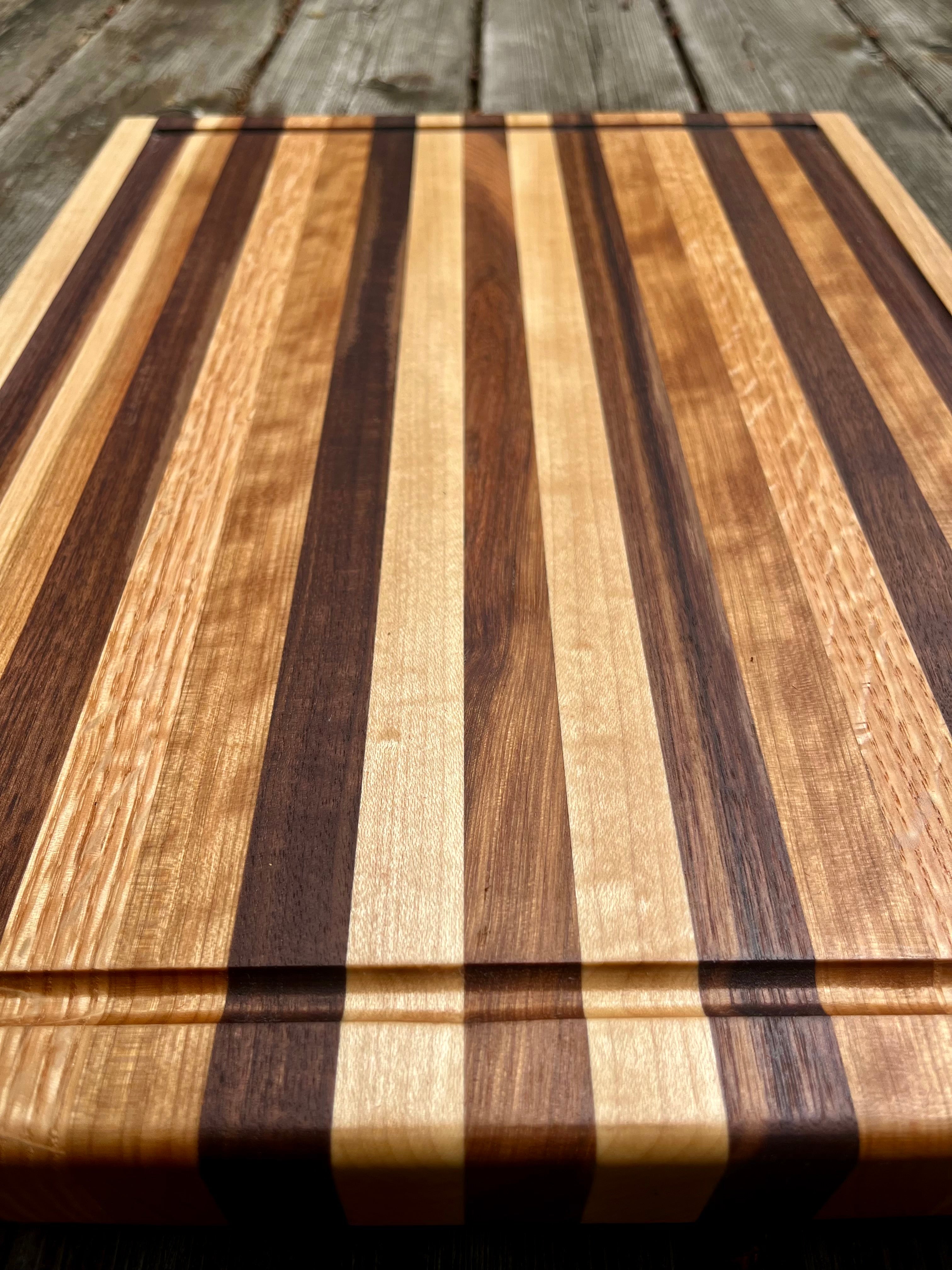 Rustic Hardwood Edge Grain Cutting Board – Handmade Kitchen Prep Board
