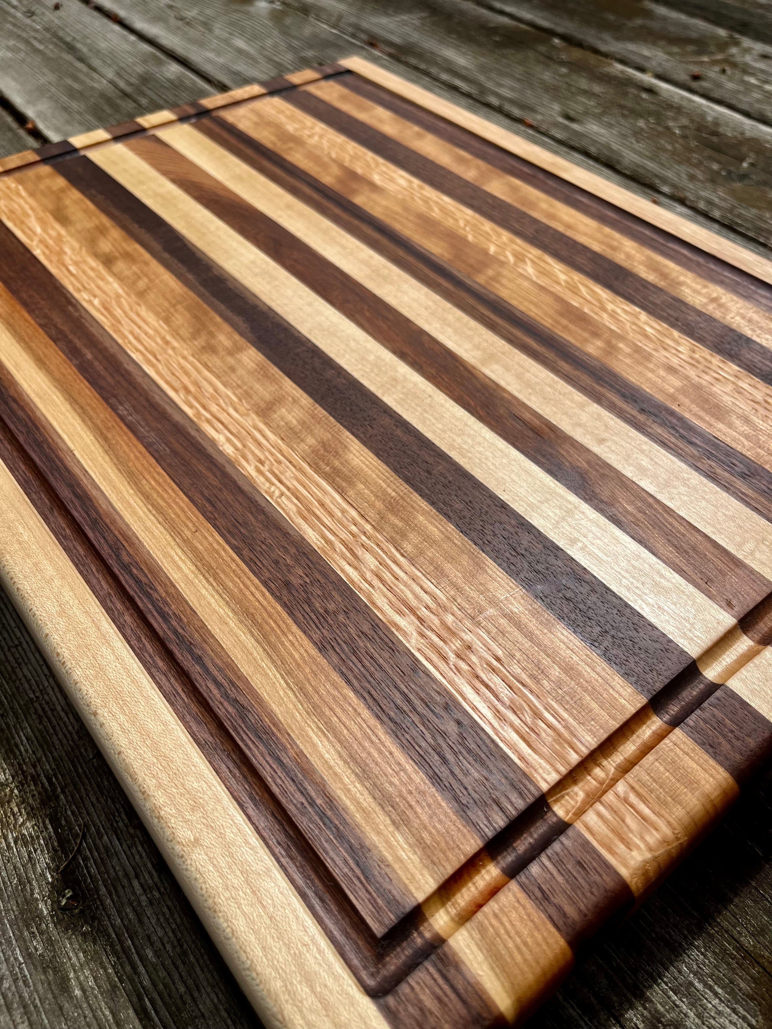 Rustic Hardwood Edge Grain Cutting Board – Handmade Kitchen Prep Board