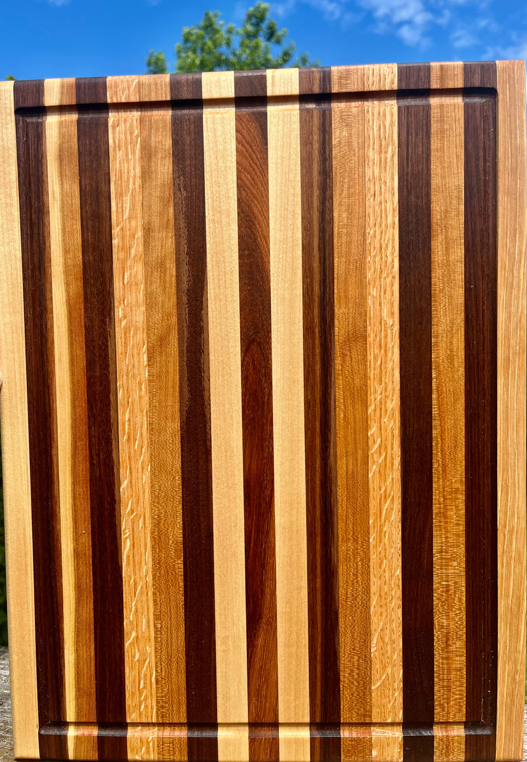 Rustic Hardwood Edge Grain Cutting Board – Handmade Kitchen Prep Board