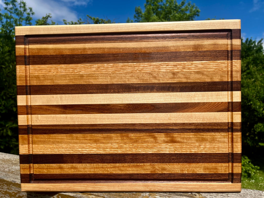 Rustic Hardwood Edge Grain Cutting Board – Handmade Kitchen Prep Board