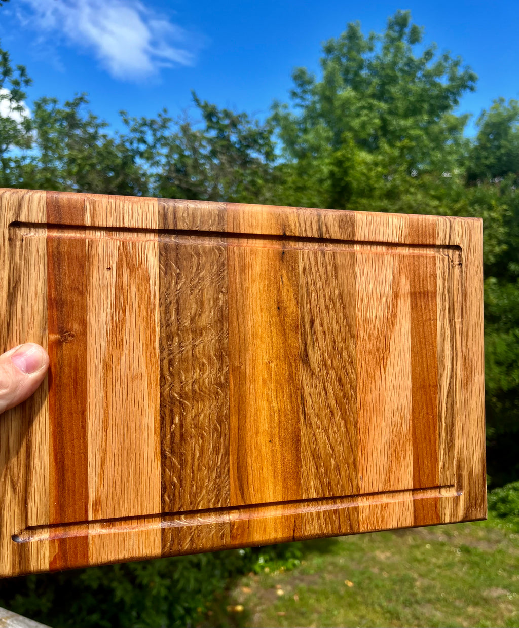 Handmade Face Grain Cutting Board – Hardwood Kitchen Board with Juice Groove